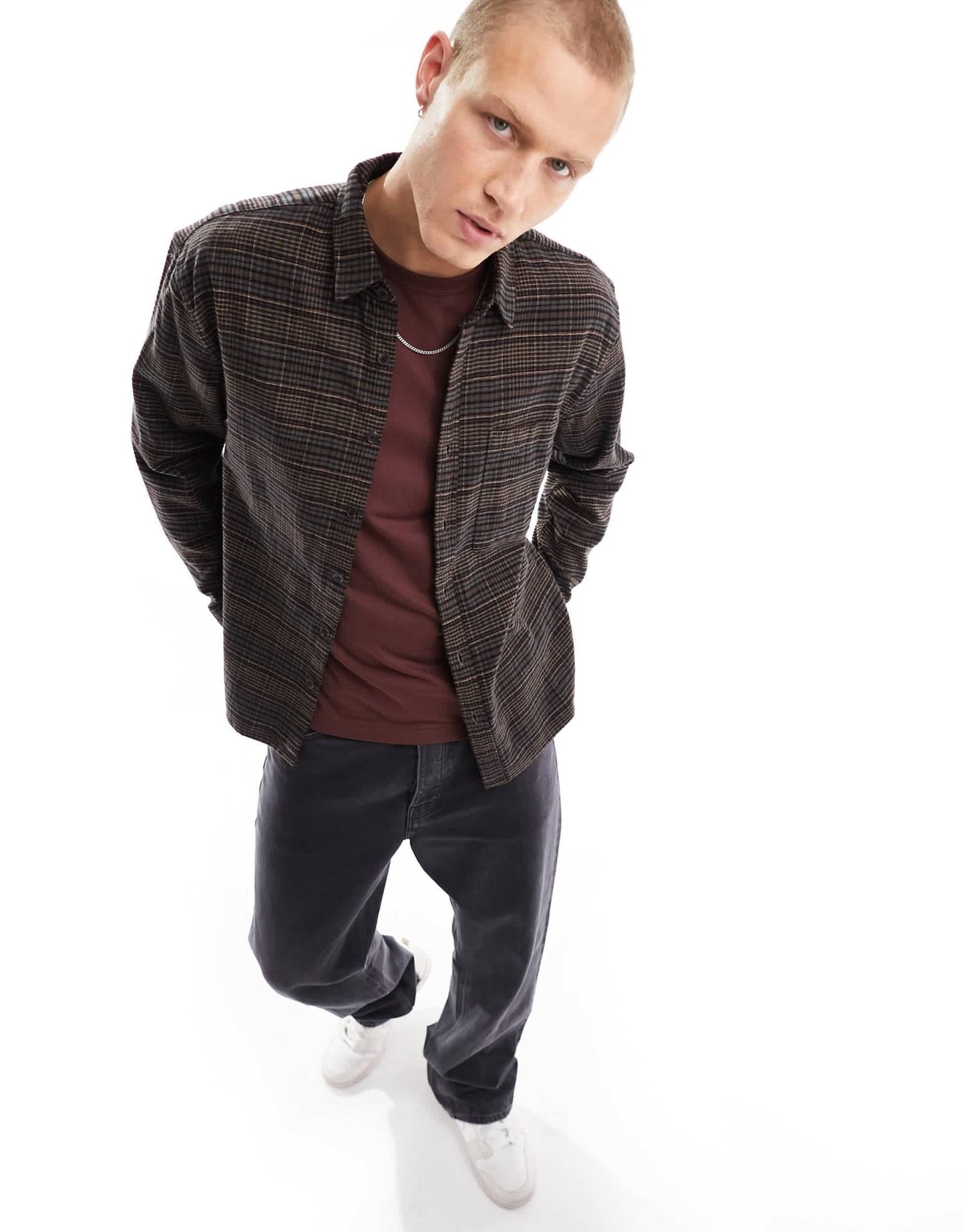 Abercrombie & Fitch check flannel relaxed fit shirt in brown/green - ASOS Sample Sale