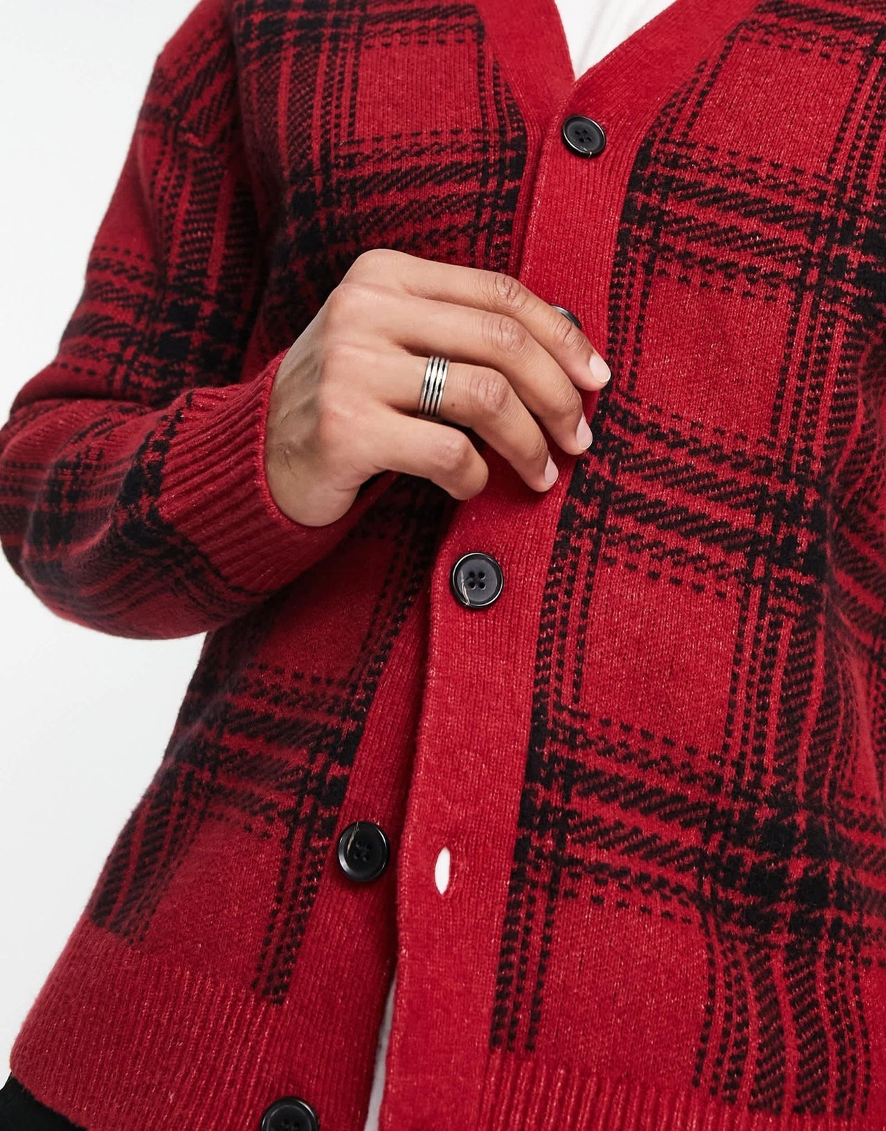 Abercrombie & Fitch check knit cardigan in red - ASOS Sample Sale