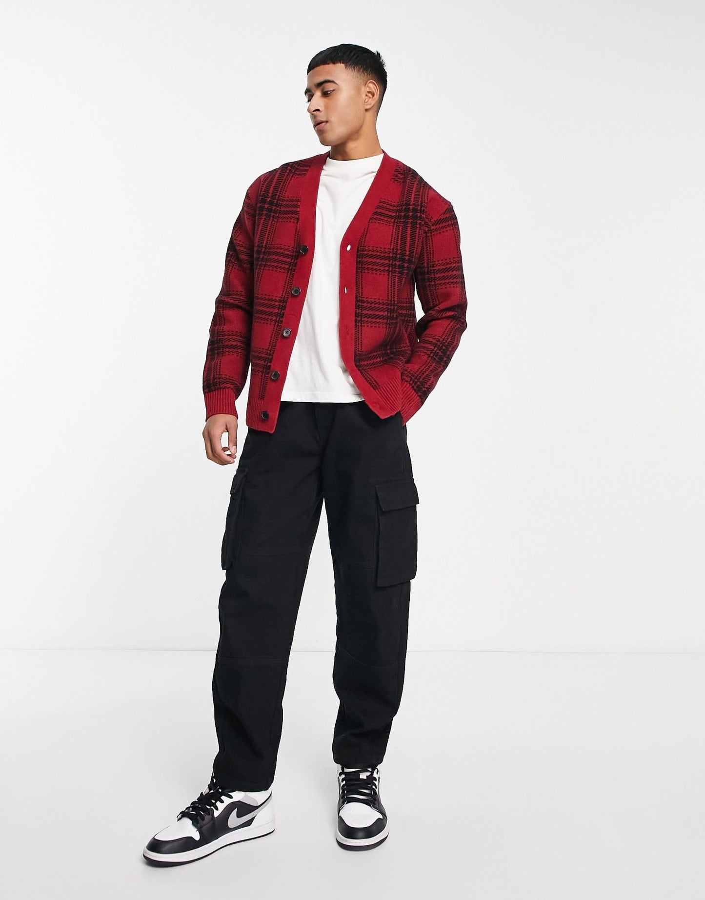Abercrombie & Fitch check knit cardigan in red - ASOS Sample Sale