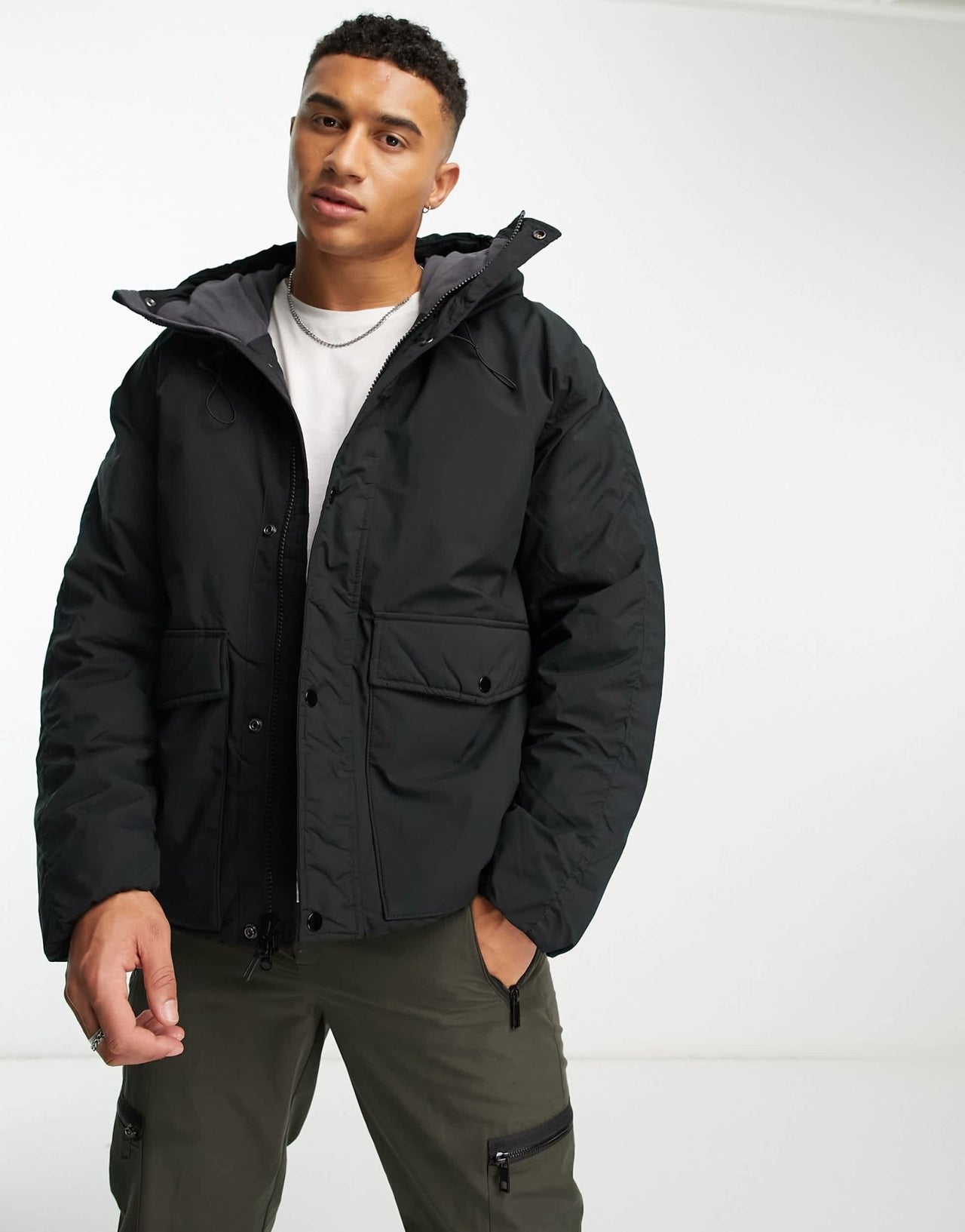 Abercrombie & Fitch cloud hooded puffer jacket in black - ASOS Sample Sale