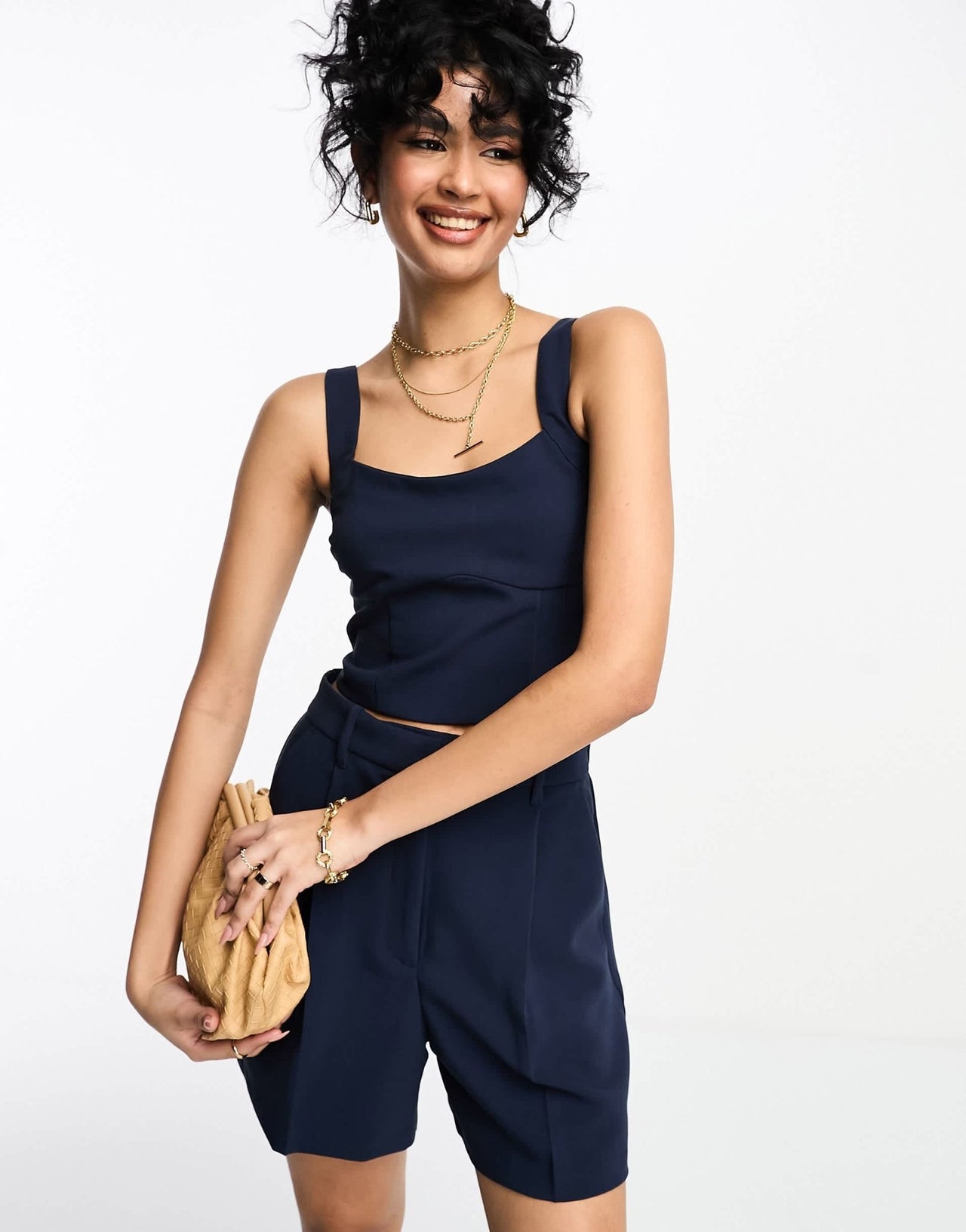 Abercrombie & Fitch co - ord corset top in navy - ASOS Sample Sale