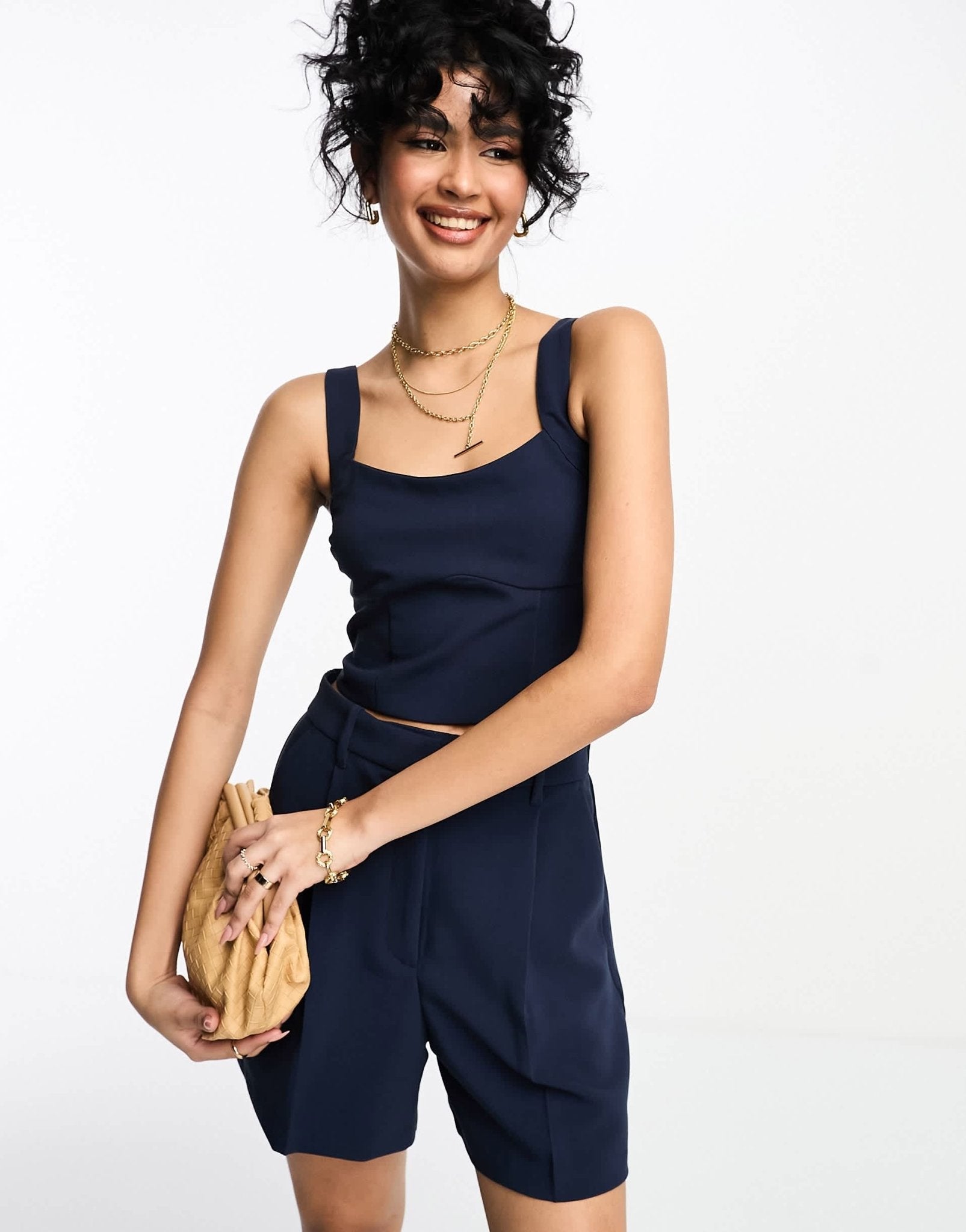 Abercrombie & Fitch co - ord corset top in navy - ASOS Sample Sale