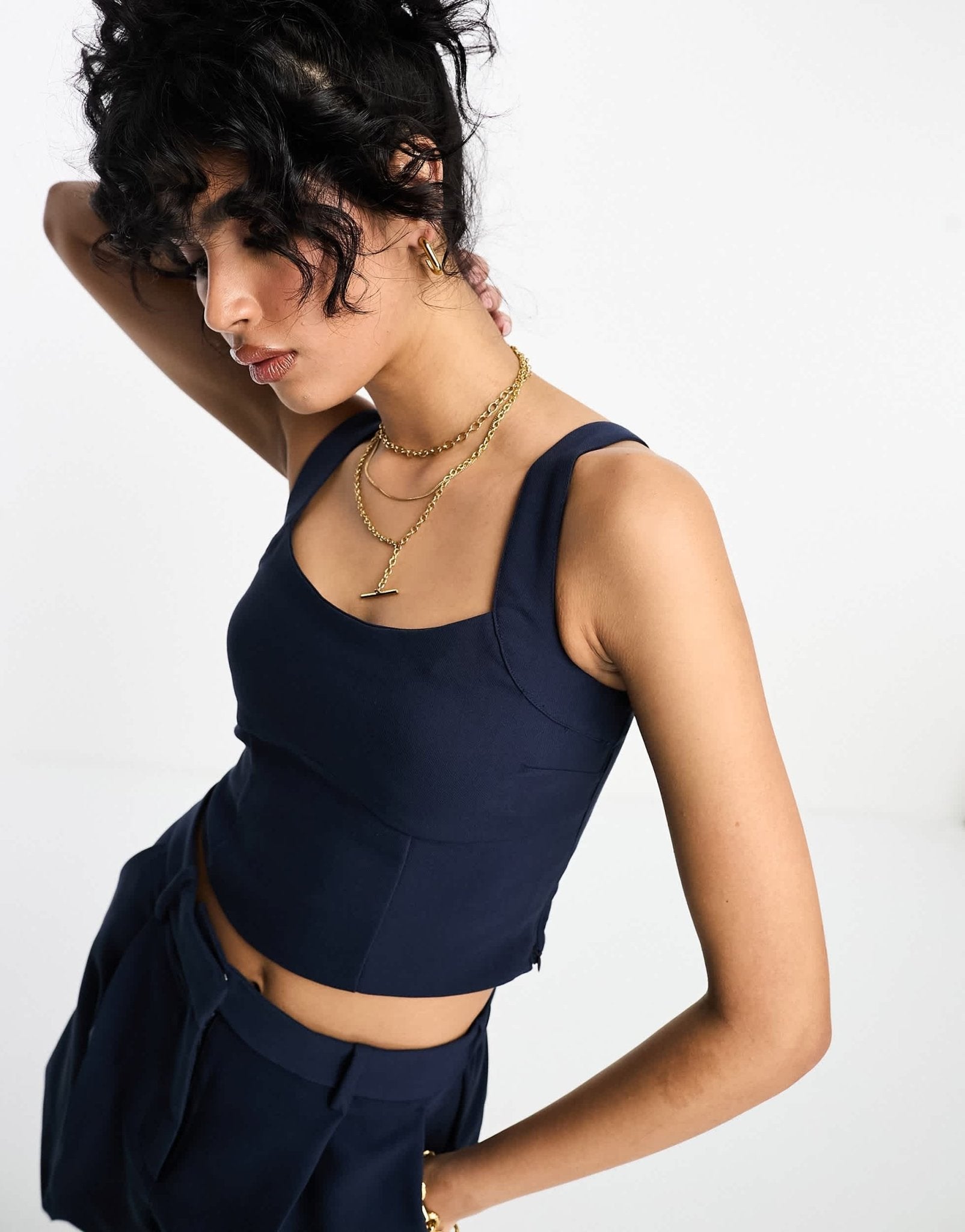 Abercrombie & Fitch co - ord corset top in navy - ASOS Sample Sale