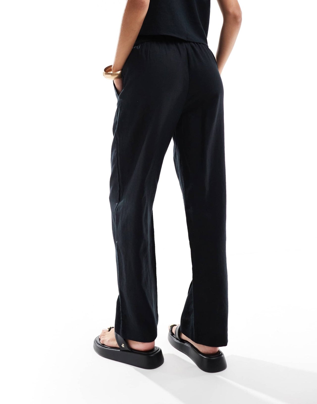 Abercrombie & Fitch co - ord linen blend wide leg trouser in black - ASOS Sample Sale