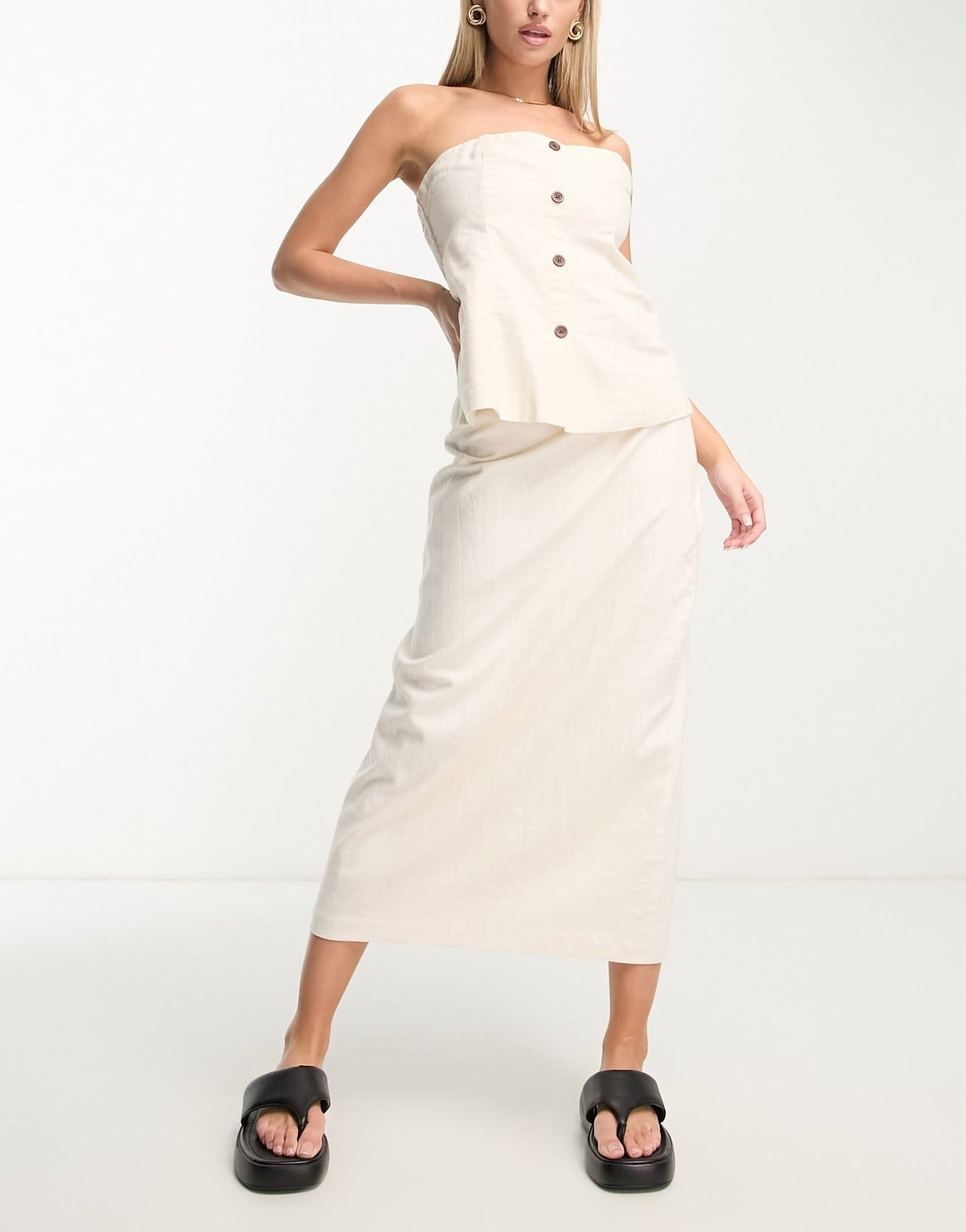 Abercrombie & Fitch co - ord linen midaxi skirt in cream - ASOS Sample Sale