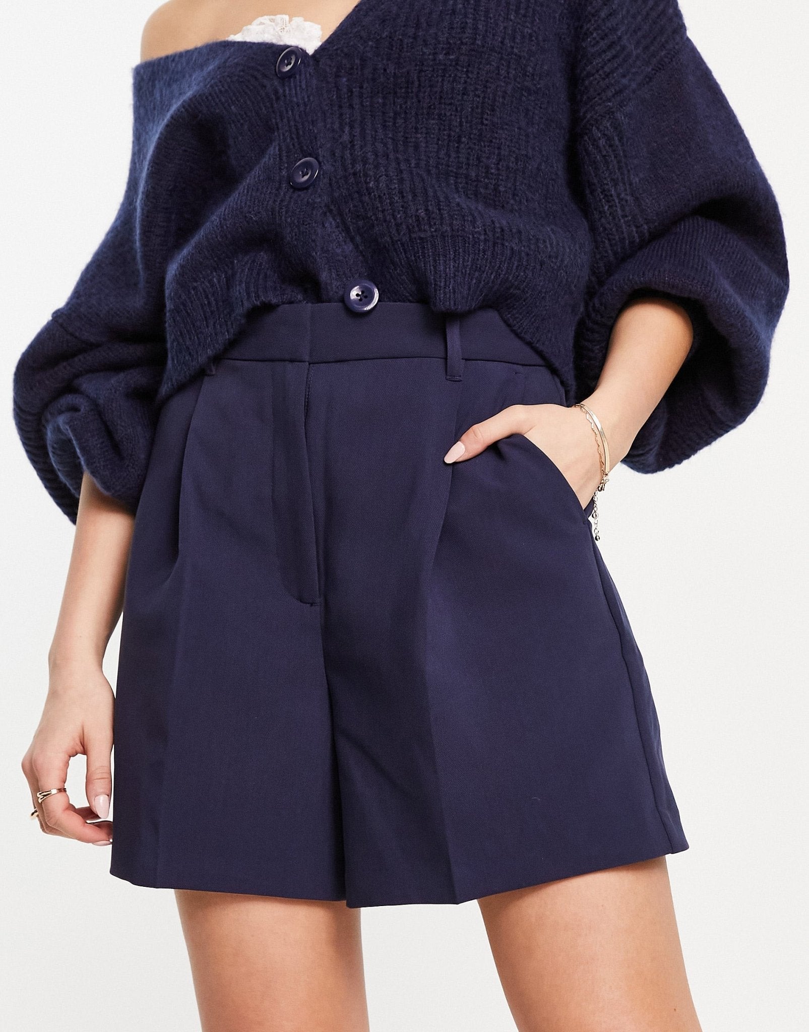 Abercrombie & Fitch co - ord tailored shorts in navy - ASOS Sample Sale