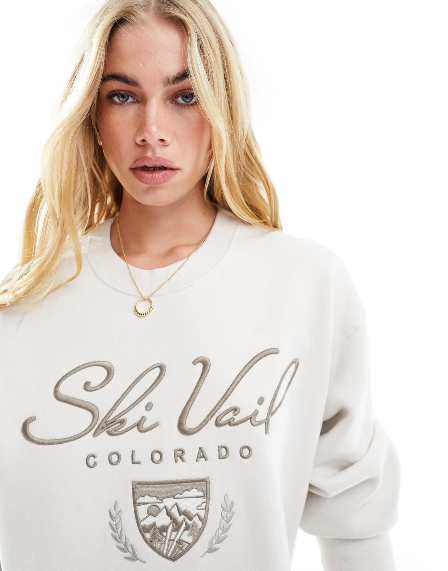 Abercrombie & Fitch Colorado ski embroidered sweatshirt in off white - ASOS Sample Sale