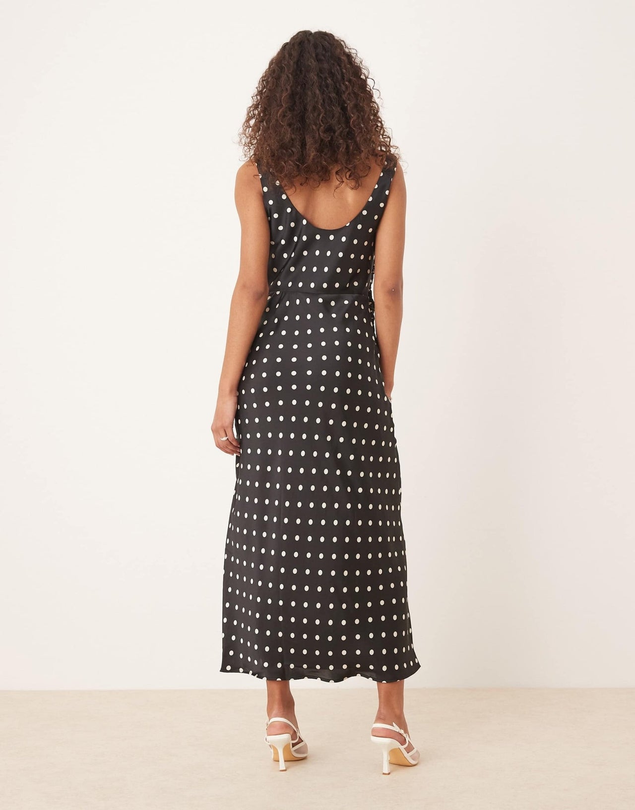 Abercrombie & Fitch cowl neck drape maxi dress in black dot - ASOS Sample Sale