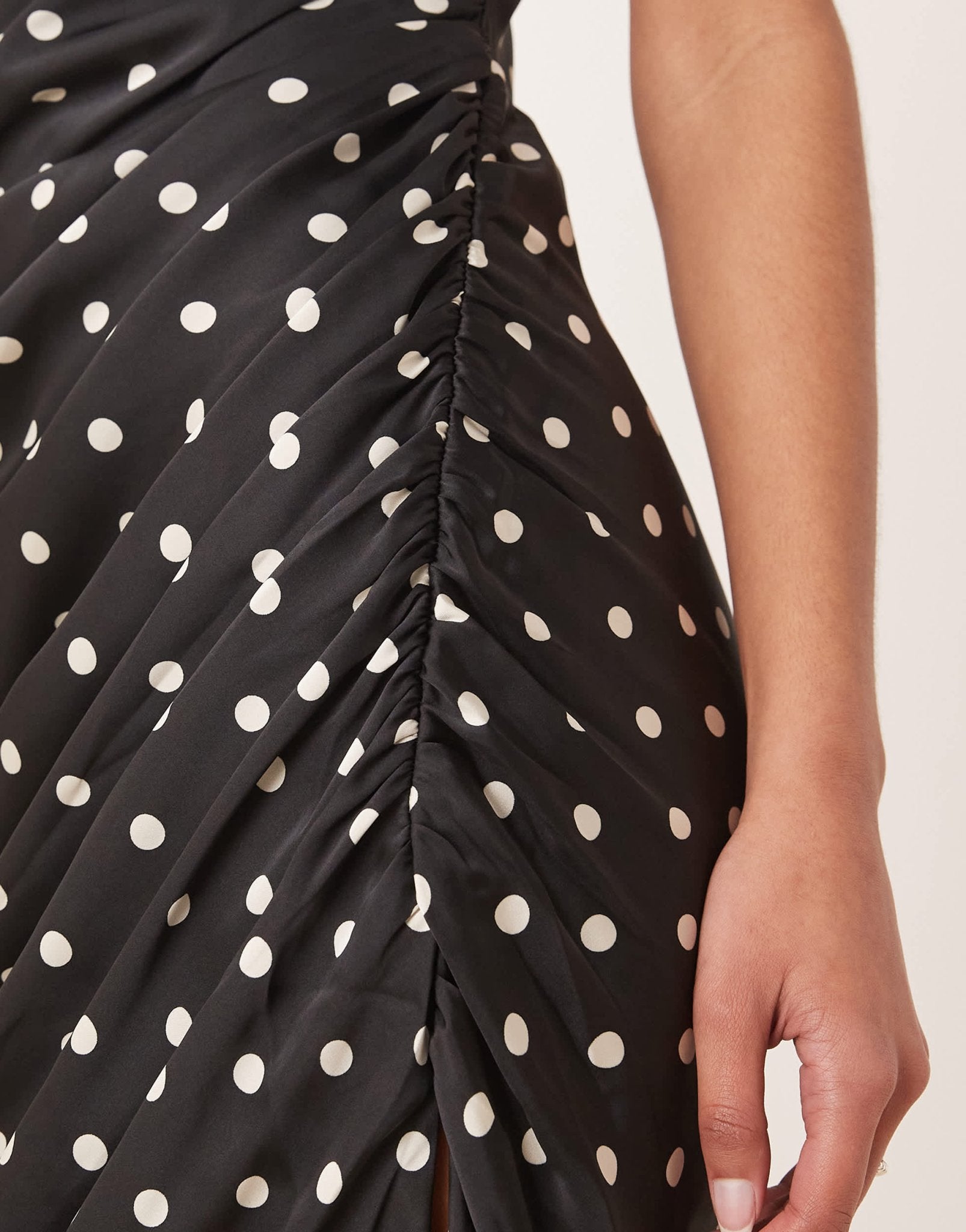 Abercrombie & Fitch cowl neck drape maxi dress in black dot - ASOS Sample Sale