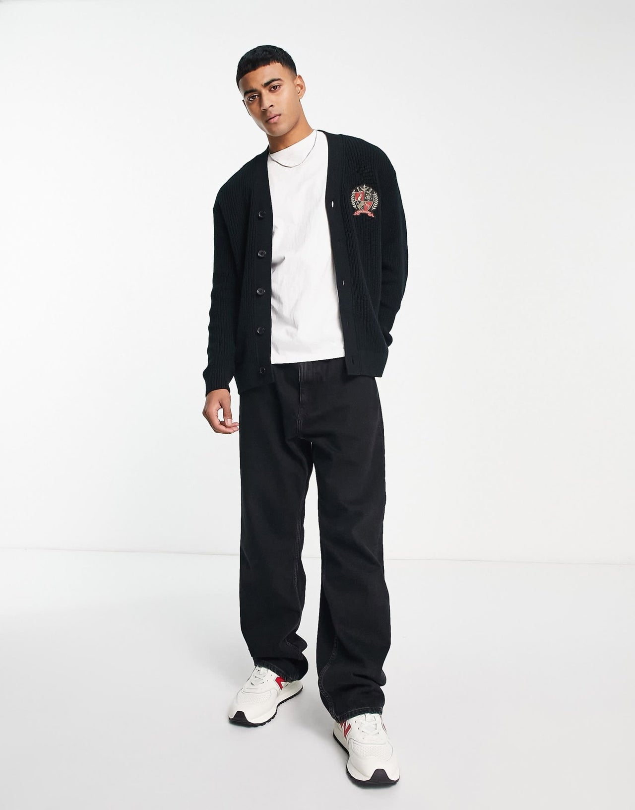 Abercrombie & Fitch crest logo knit cardigan in black - ASOS Sample Sale
