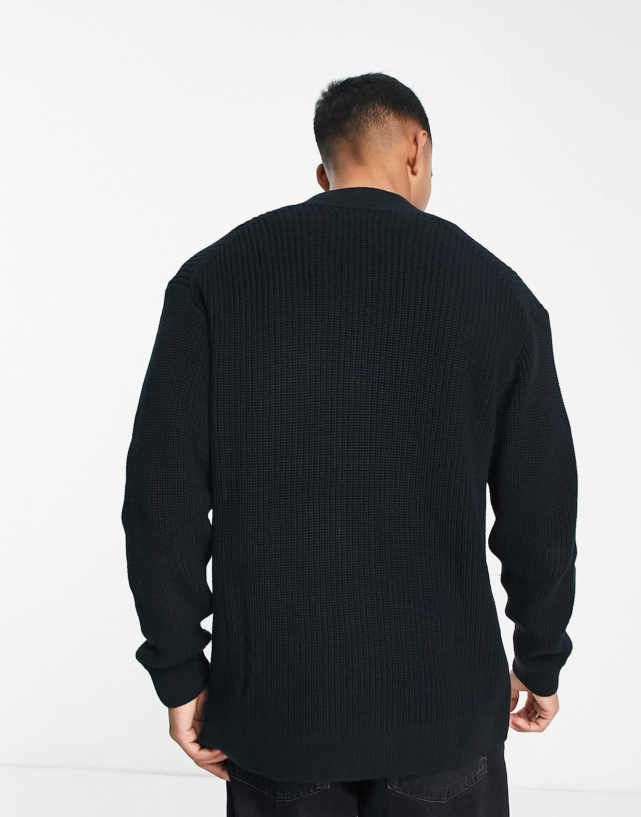 Abercrombie & Fitch crest logo knit cardigan in black - ASOS Sample Sale