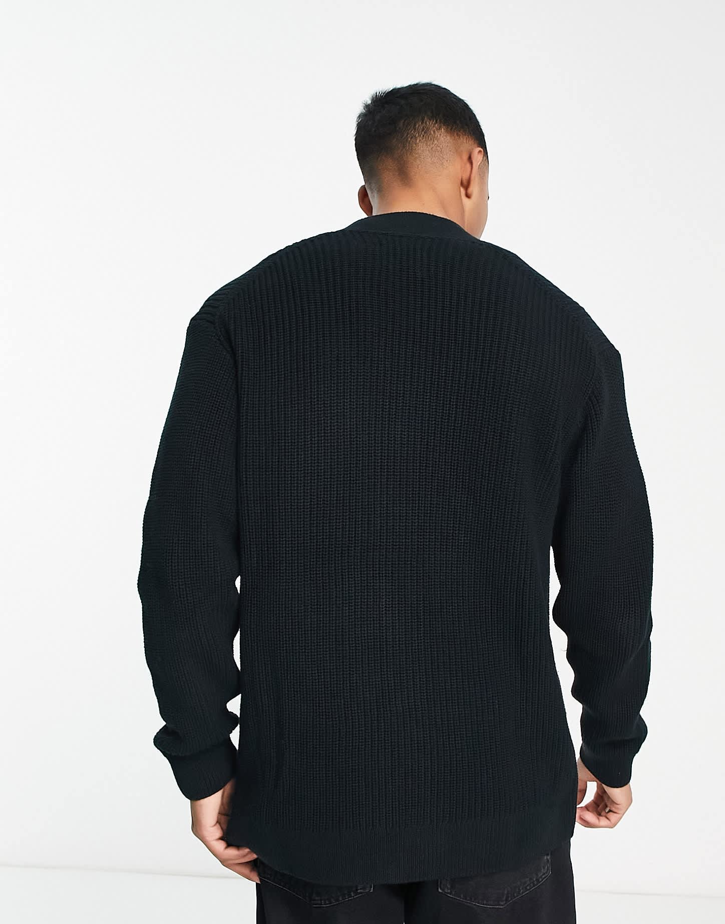 Abercrombie & Fitch crest logo knit cardigan in black - ASOS Sample Sale