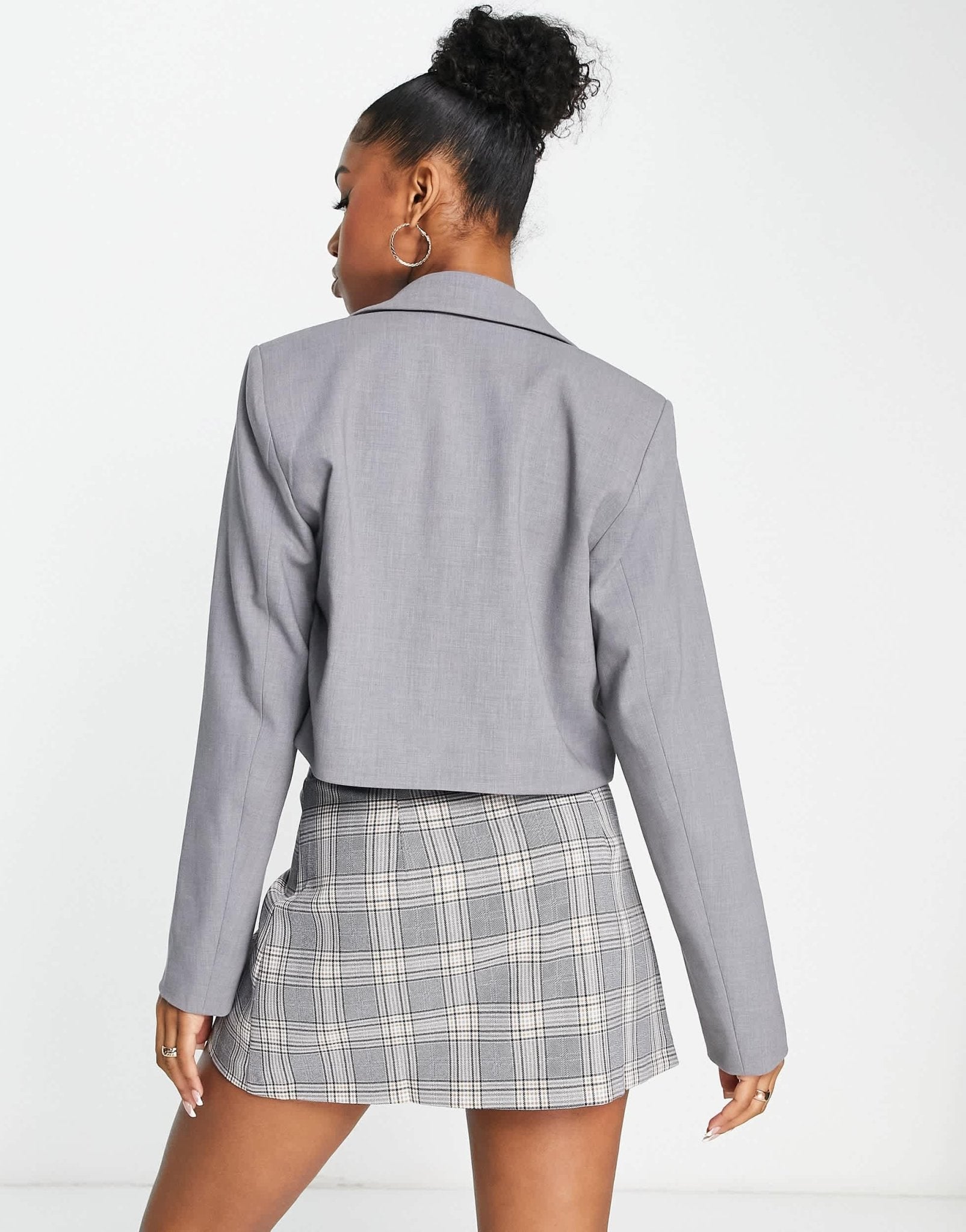 Abercrombie & Fitch crop blazer in grey - ASOS Sample Sale