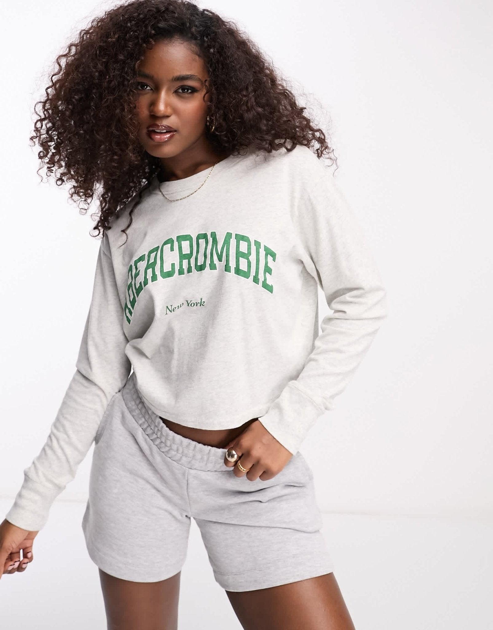 Abercrombie & Fitch cropped chest logo sweatshirt in grey - ASOS Sample Sale