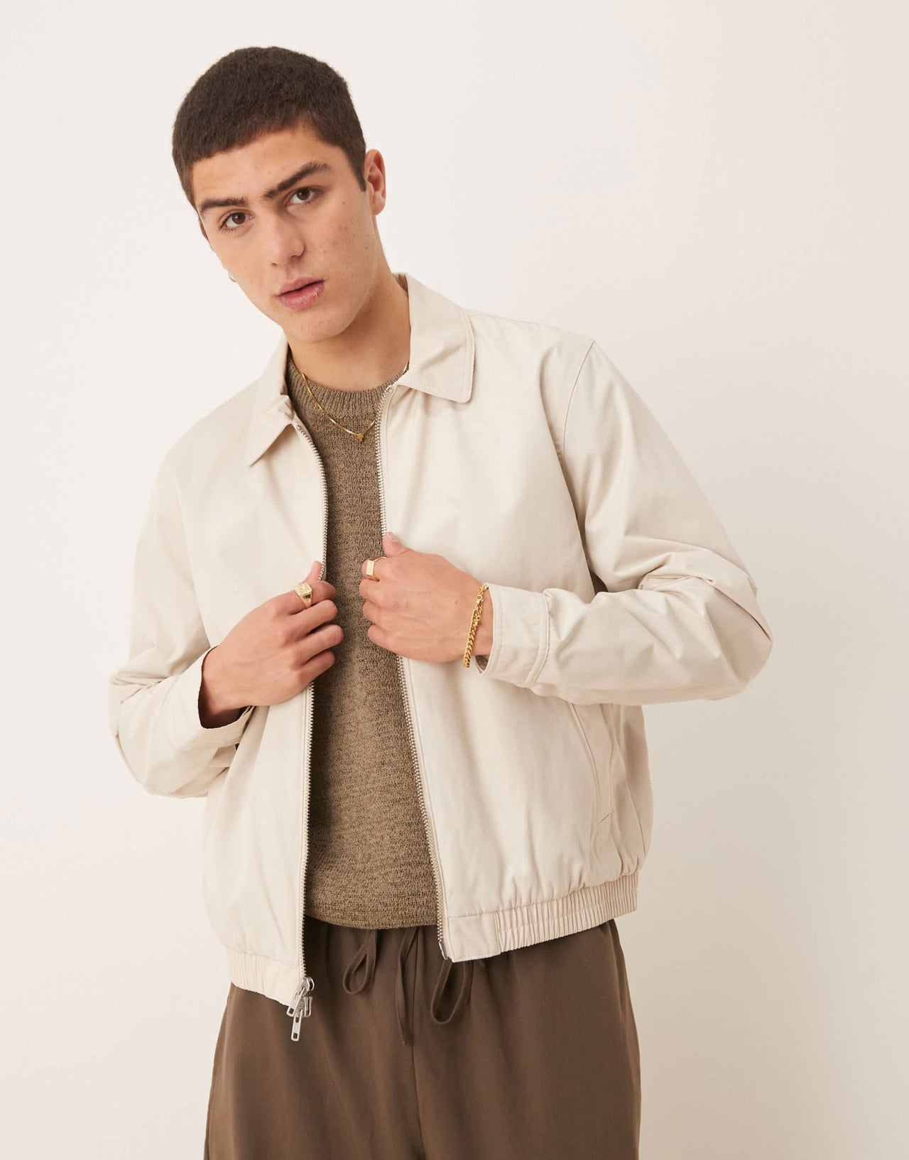 Abercrombie & Fitch cropped harrington jacket in tan - ASOS Sample Sale