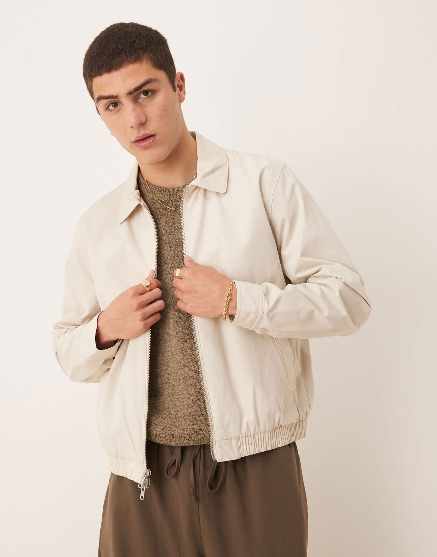 Abercrombie & Fitch cropped harrington jacket in tan - ASOS Sample Sale