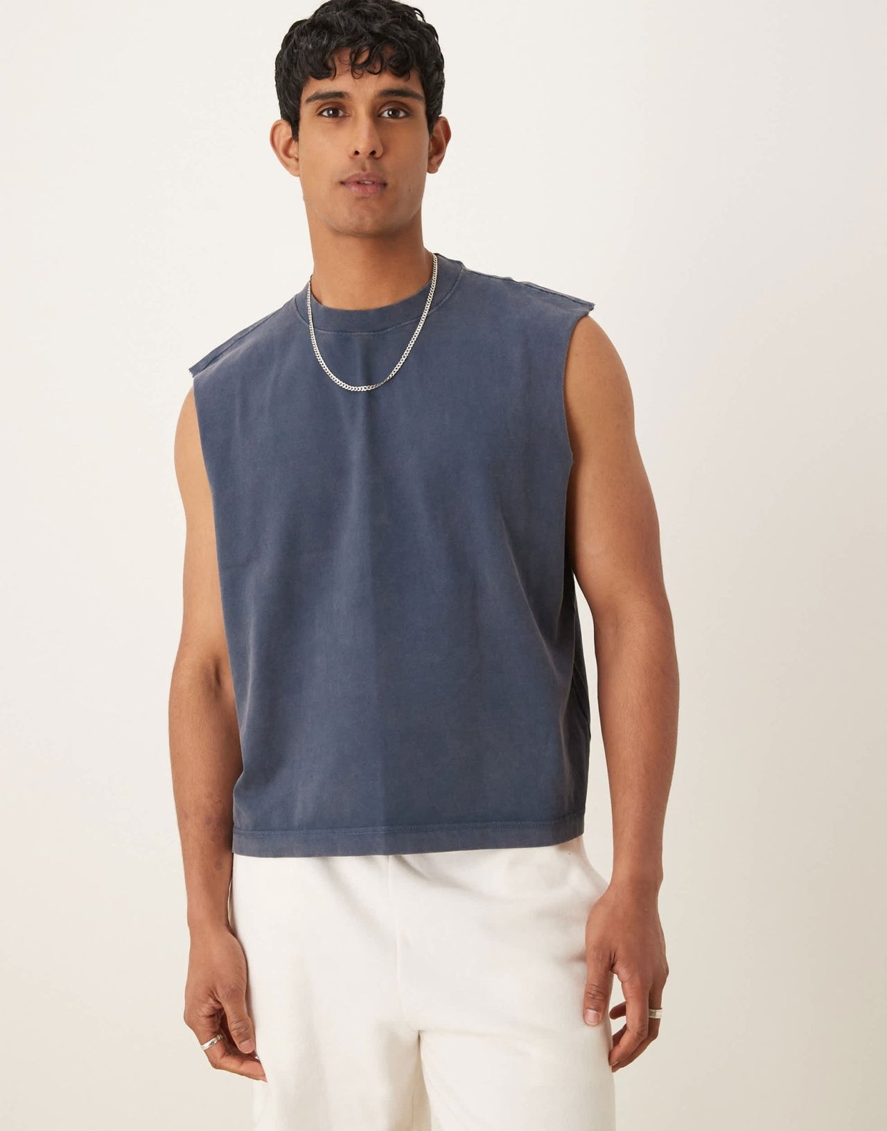Abercrombie & Fitch cropped sleeveless tank top in navy - ASOS Sample Sale