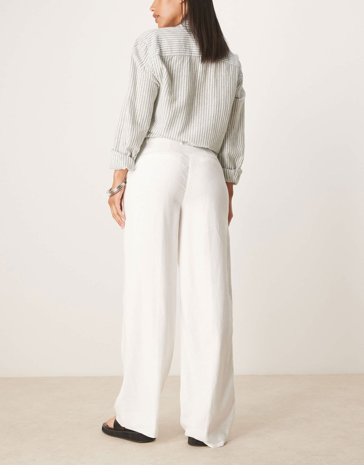 Abercrombie & Fitch curve high rise linen tailored trousers in white - ASOS Sample Sale