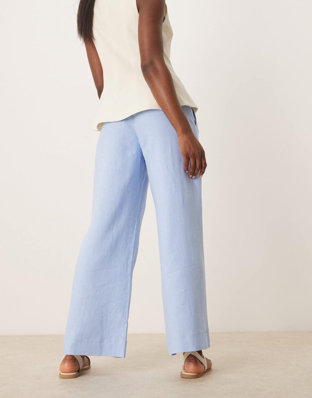 Abercrombie & Fitch curve love low rise linen trousers in blue - ASOS Sample Sale