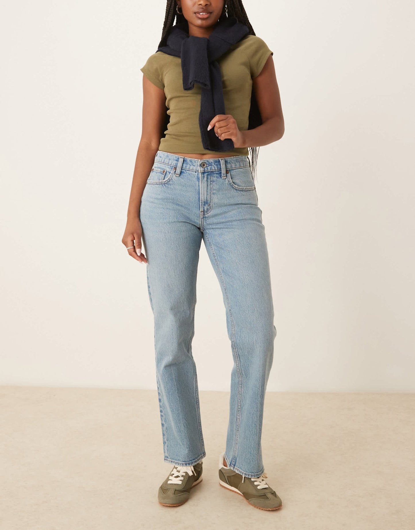 Abercrombie & Fitch curve love ultra high rise ankle straight jeans in dark wash - ASOS Sample Sale