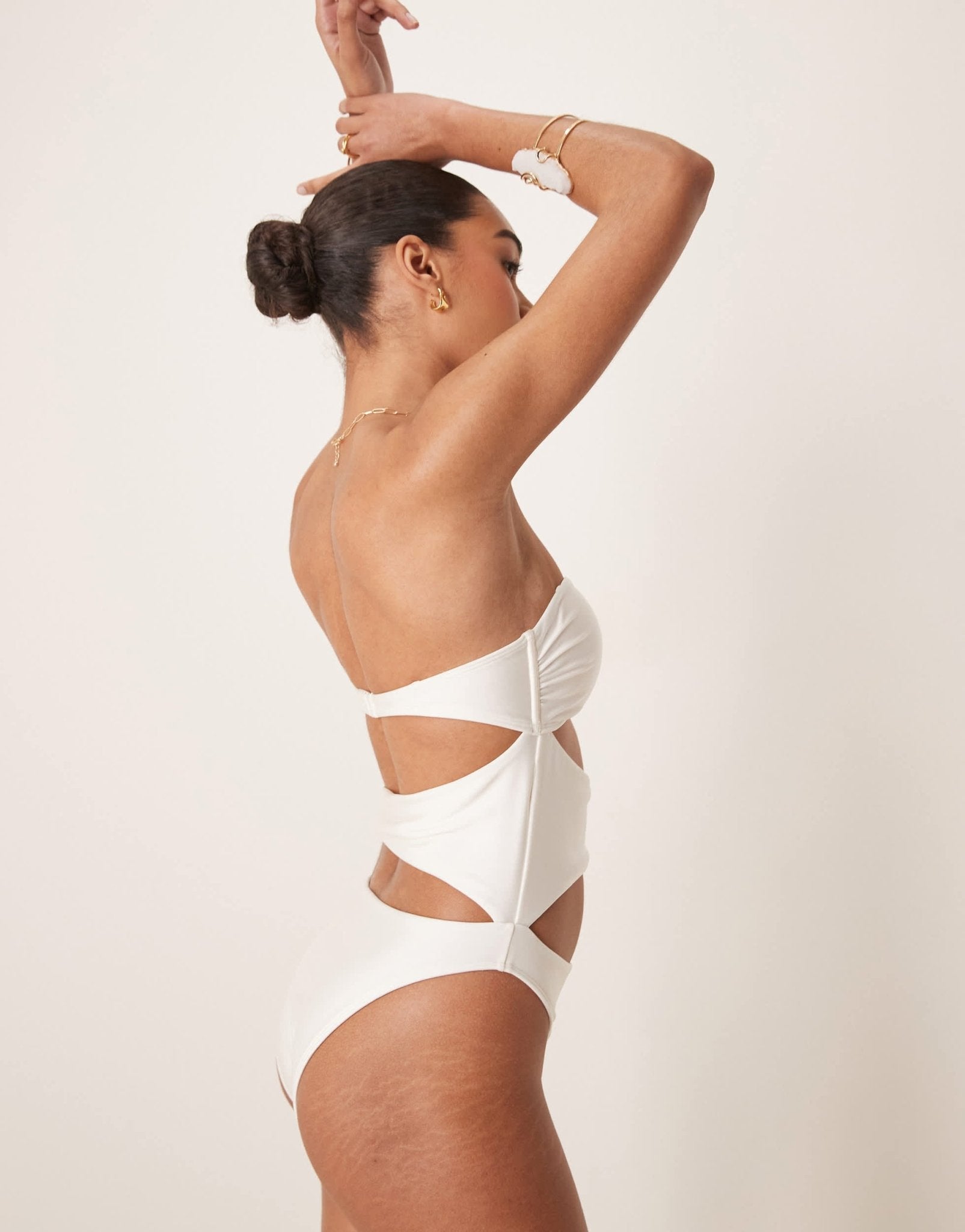 Abercrombie & Fitch cut out side detail swimsuit in white - ASOS Sample Sale