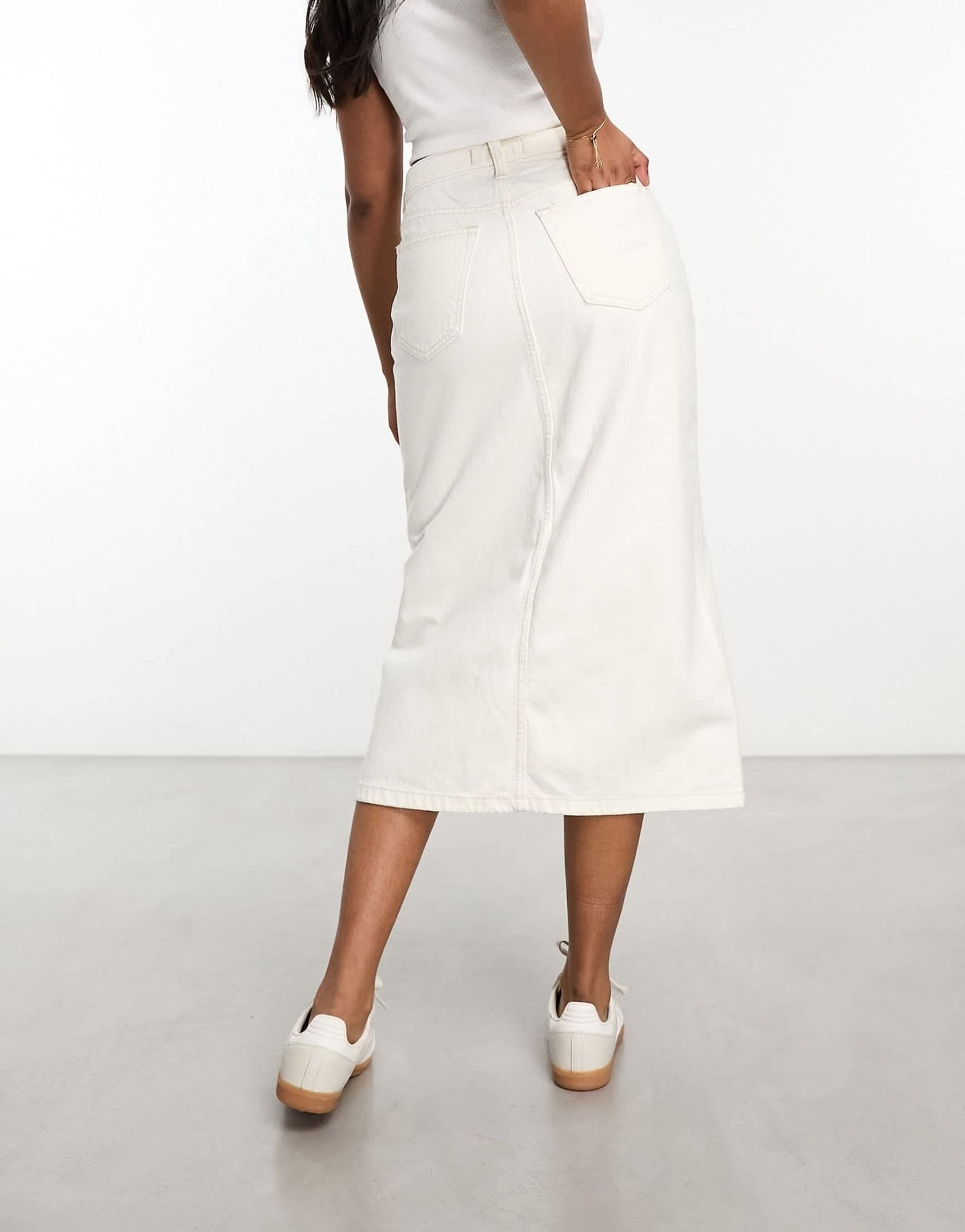 Abercrombie & Fitch denim column maxi skirt in ecru - ASOS Sample Sale