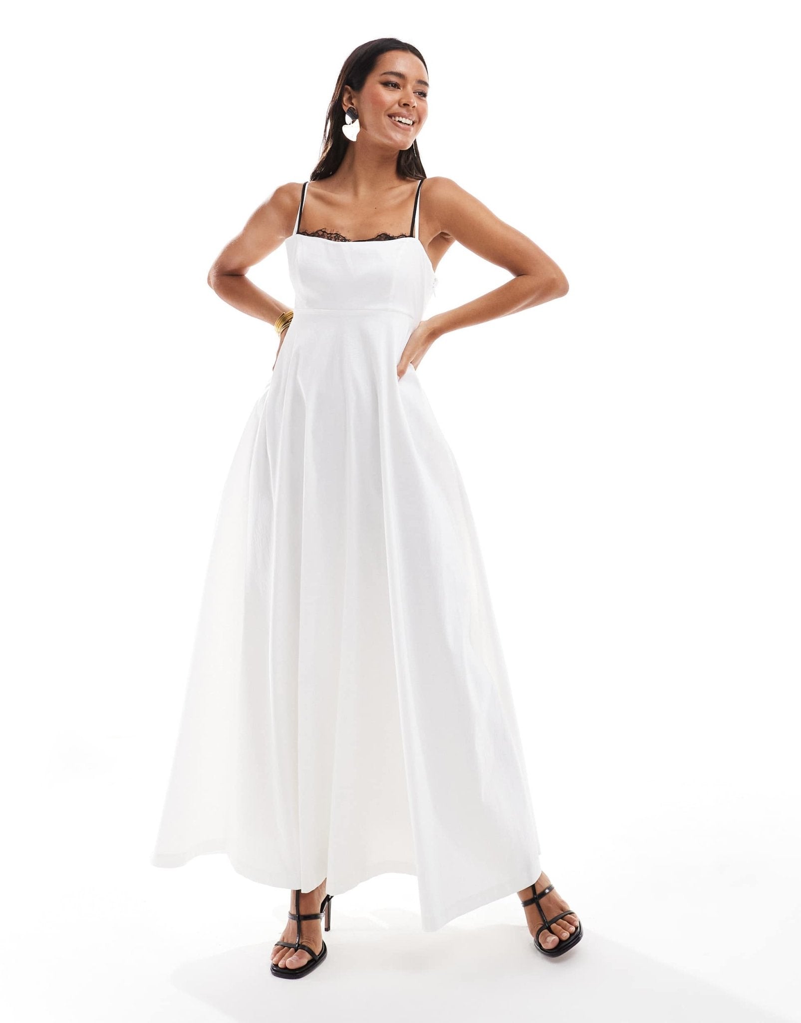 Abercrombie & Fitch dipped waist lace maxi dress in white - ASOS Sample Sale