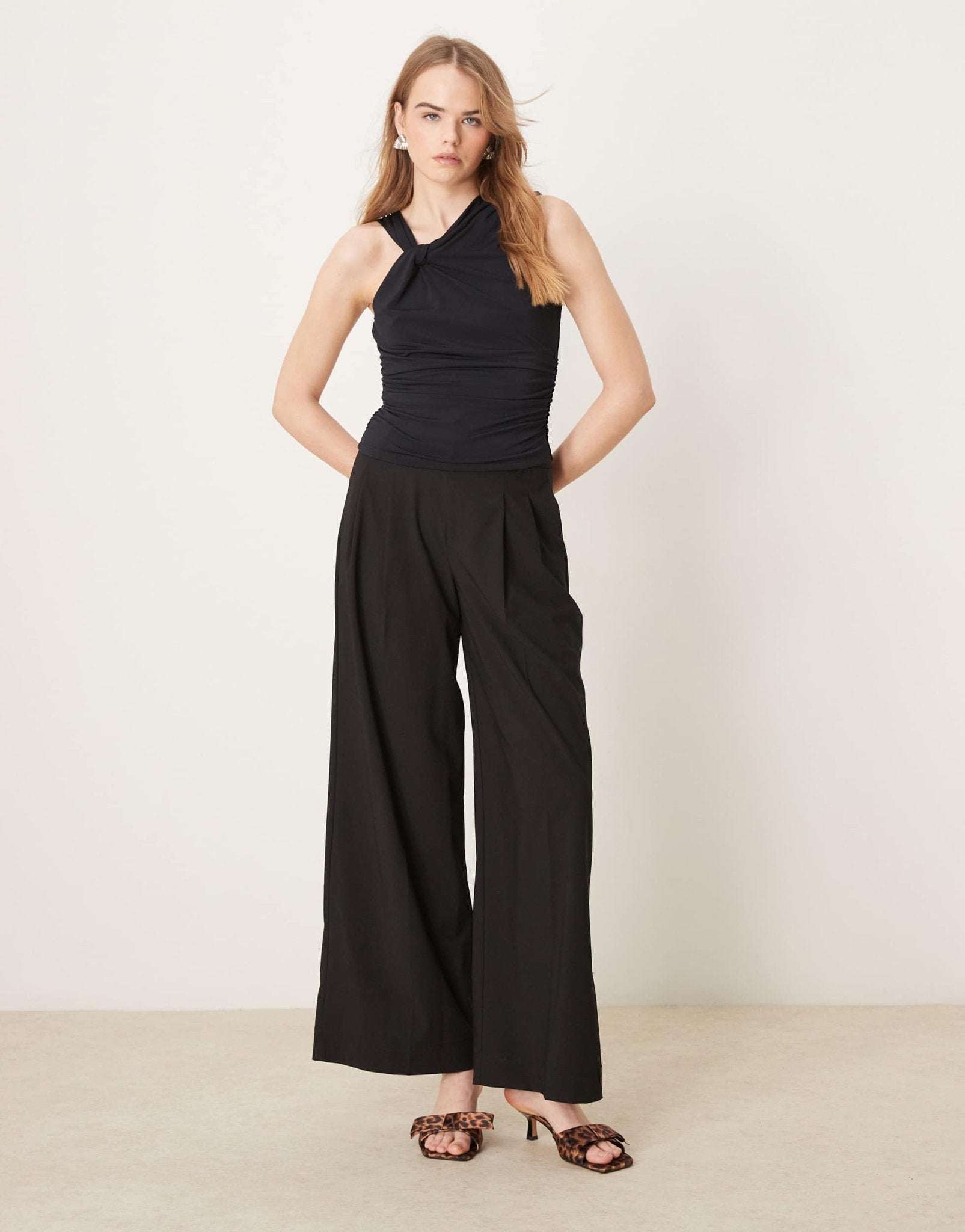 Abercrombie & Fitch drape twist front asymmetric top in black - ASOS Sample Sale