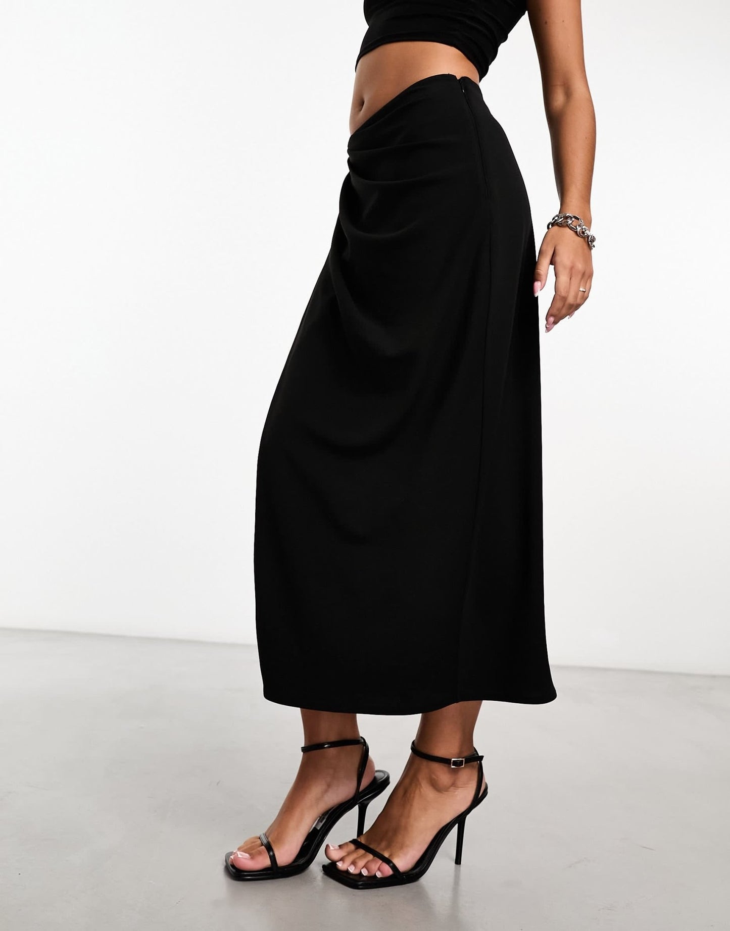 Abercrombie & Fitch draped front midi skirt in black - ASOS Sample Sale