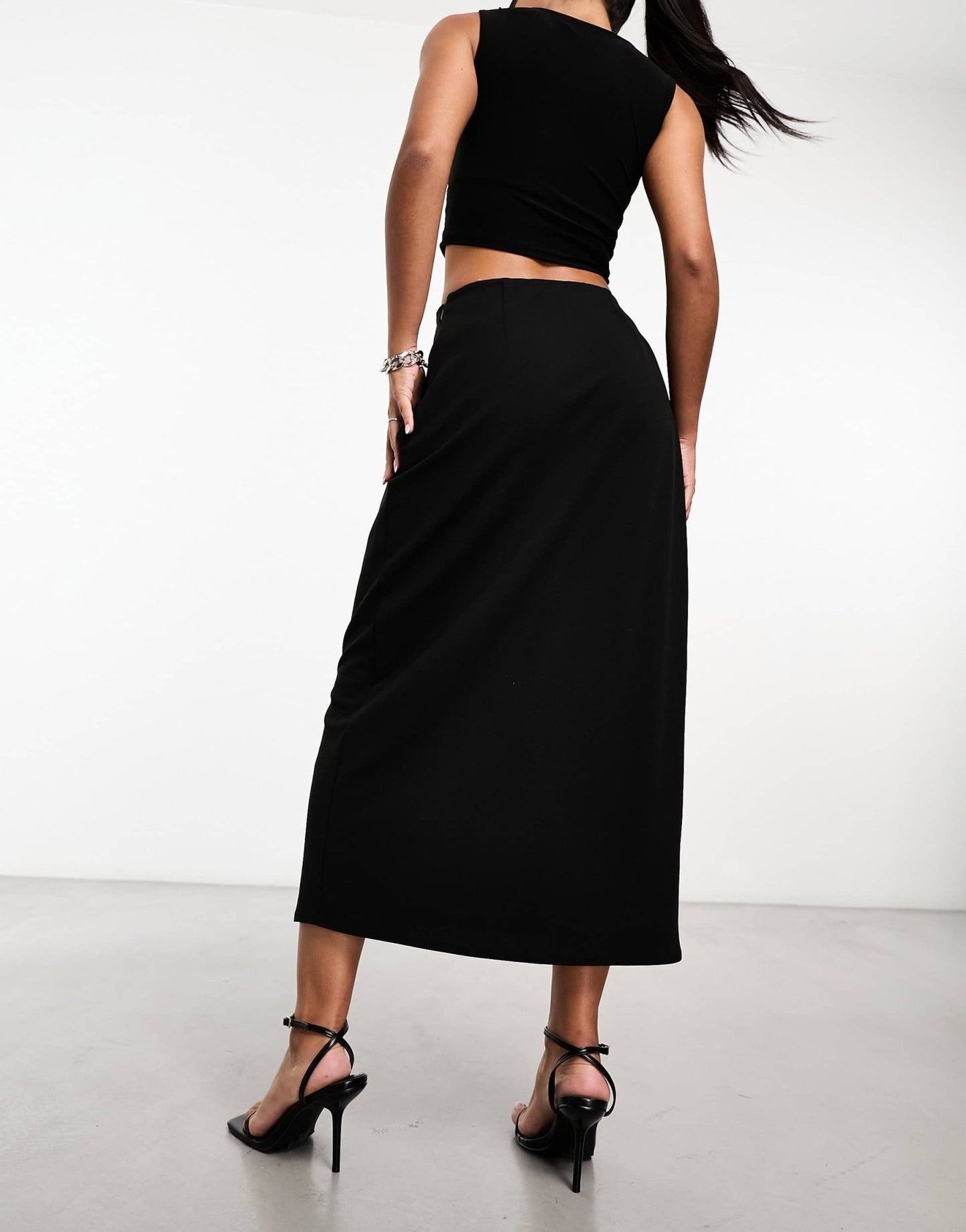 Abercrombie & Fitch draped front midi skirt in black - ASOS Sample Sale