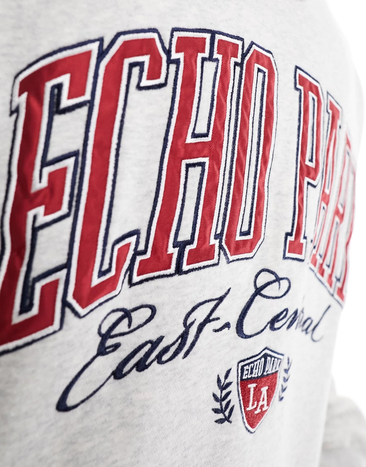 Abercrombie & Fitch Echo Park oversized varsity sweatshirt in grey marl - ASOS Sample Sale
