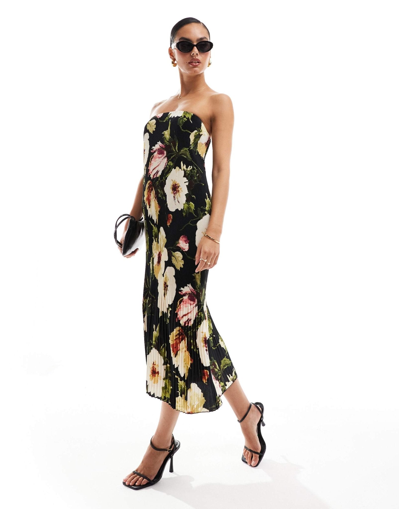 Abercrombie & Fitch Emerson strapless printed maxi dress in pink - ASOS Sample Sale