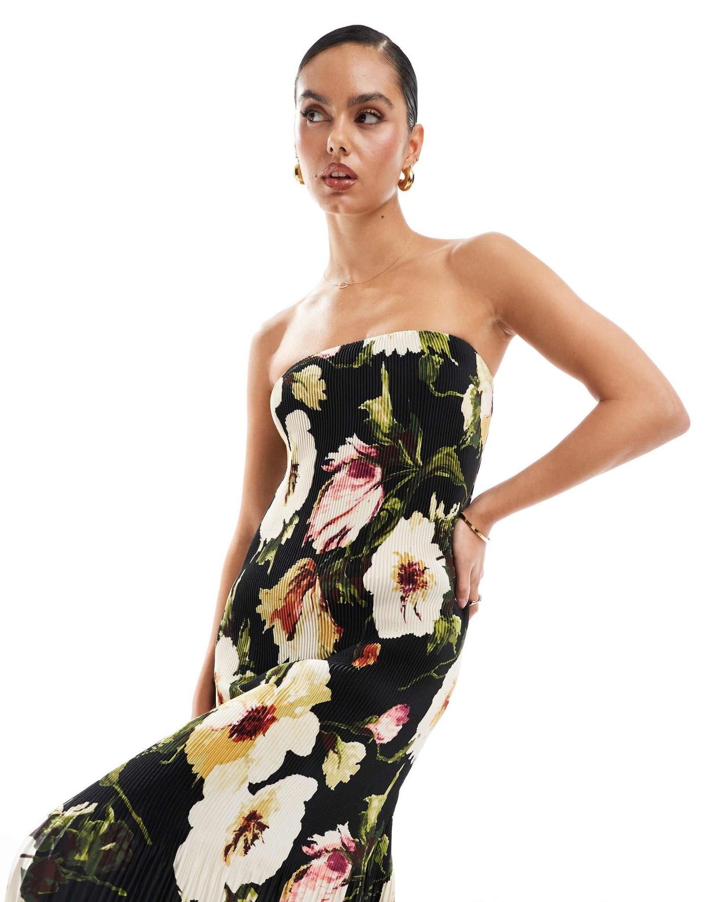 Abercrombie & Fitch Emerson strapless printed maxi dress in pink - ASOS Sample Sale