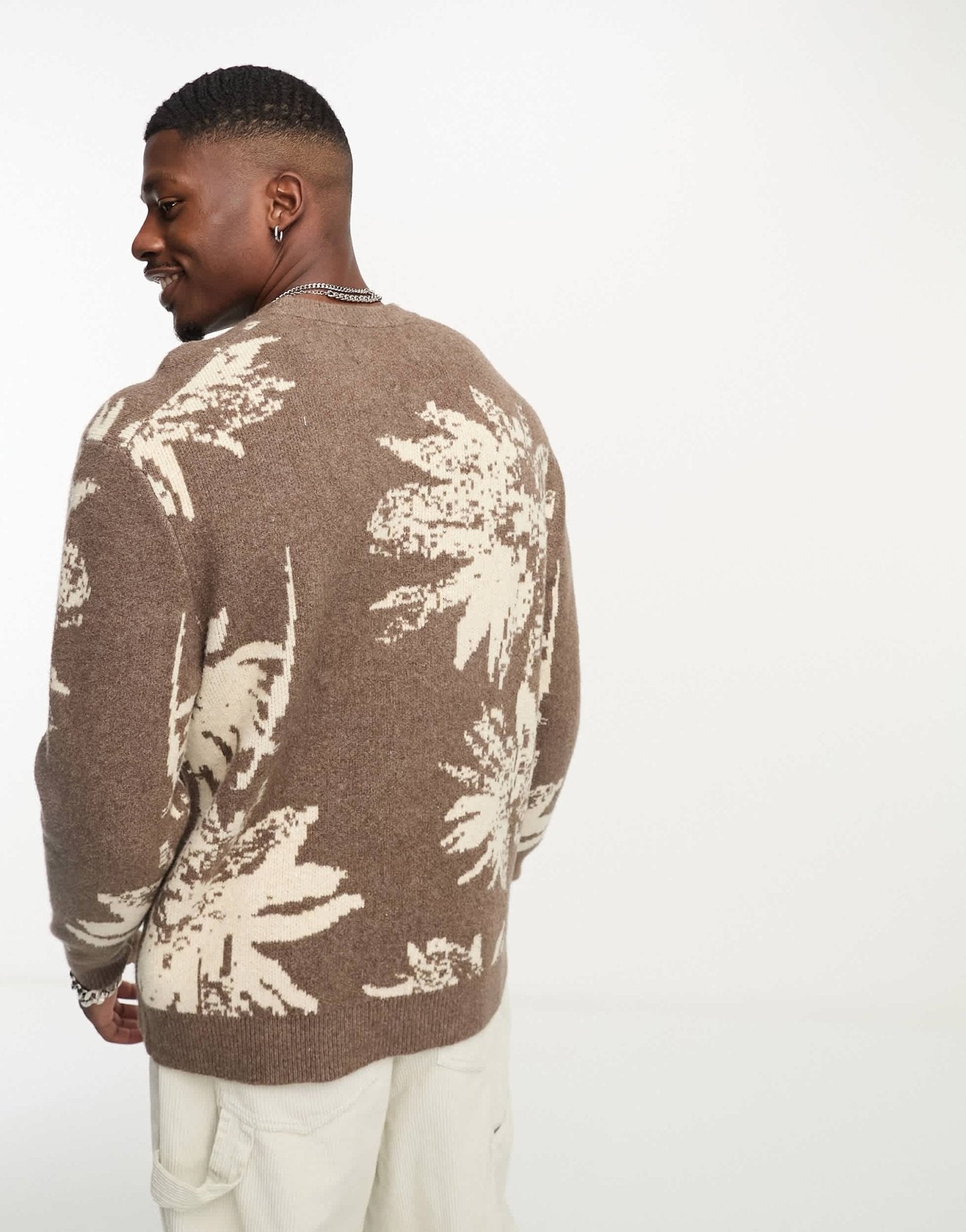 Abercrombie & Fitch floral crewneck knit jumper in brown - ASOS Sample Sale