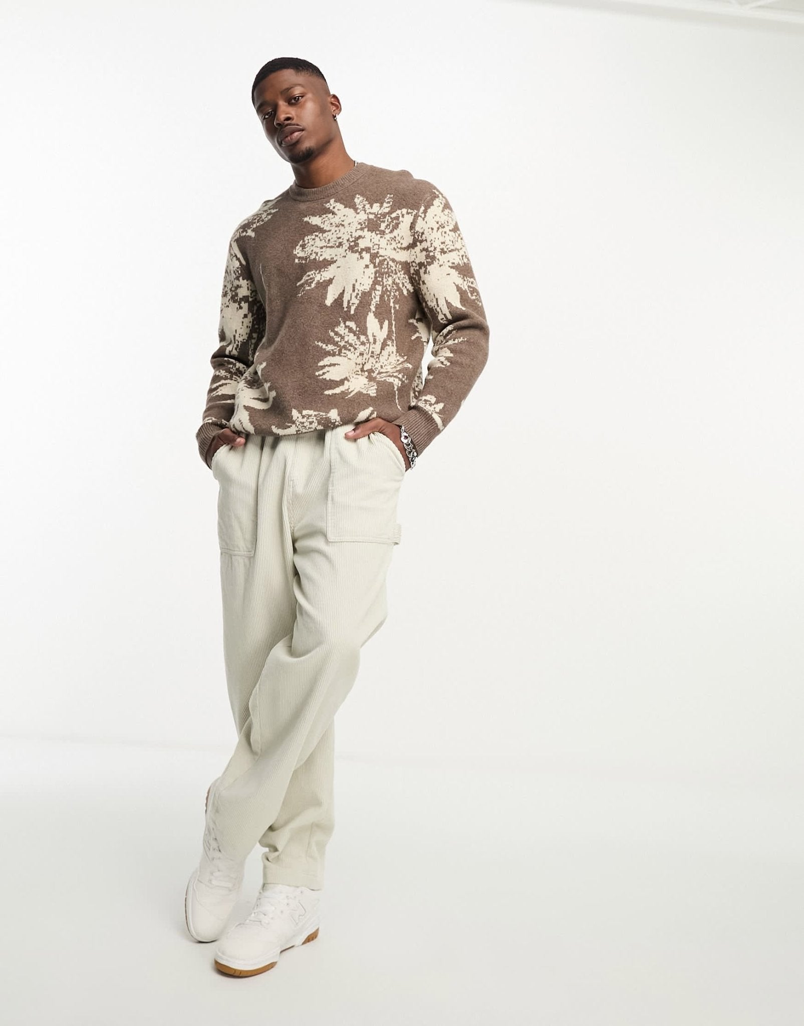 Abercrombie & Fitch floral crewneck knit jumper in brown - ASOS Sample Sale