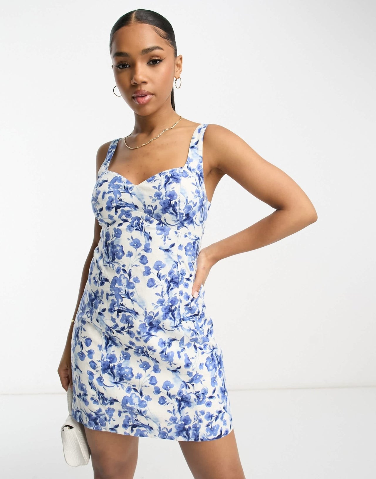 Abercrombie & Fitch floral print corset dress in blue - ASOS Sample Sale