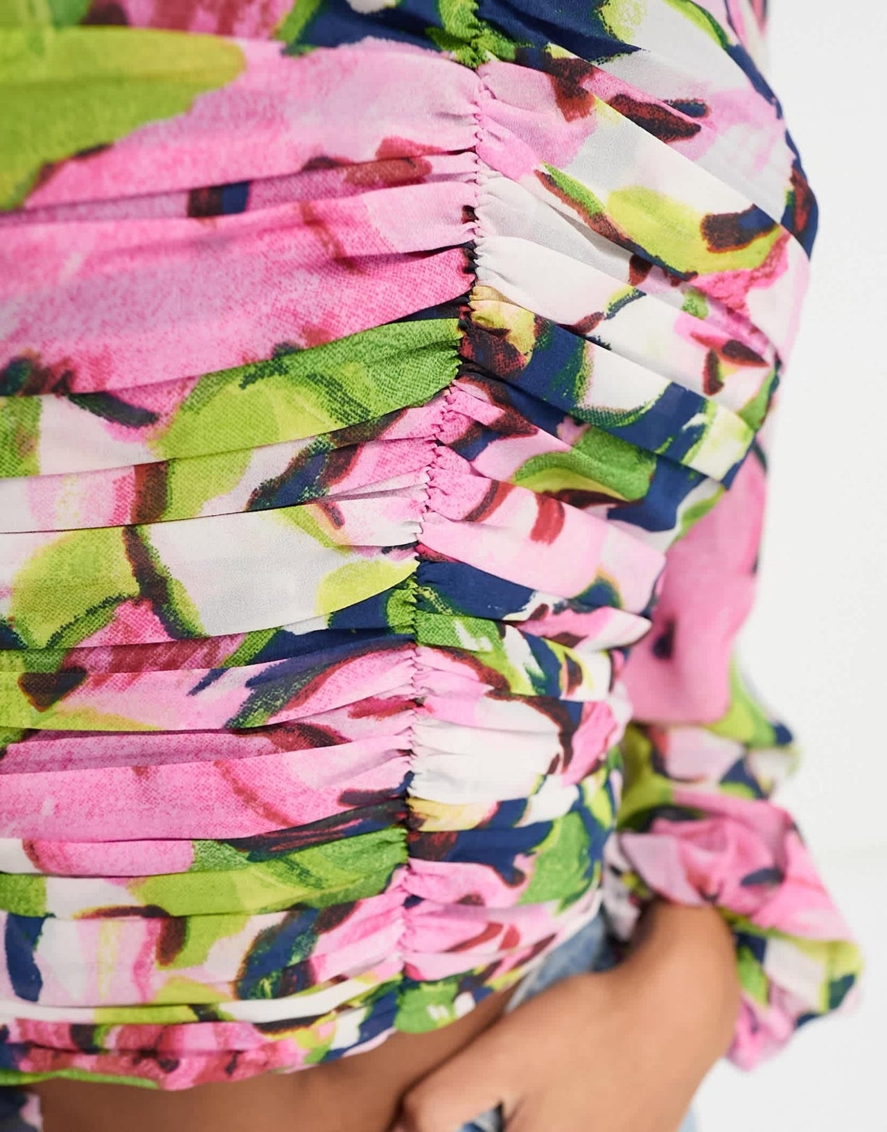 Abercrombie & Fitch floral top with sweetheart neckline in blue - ASOS Sample Sale