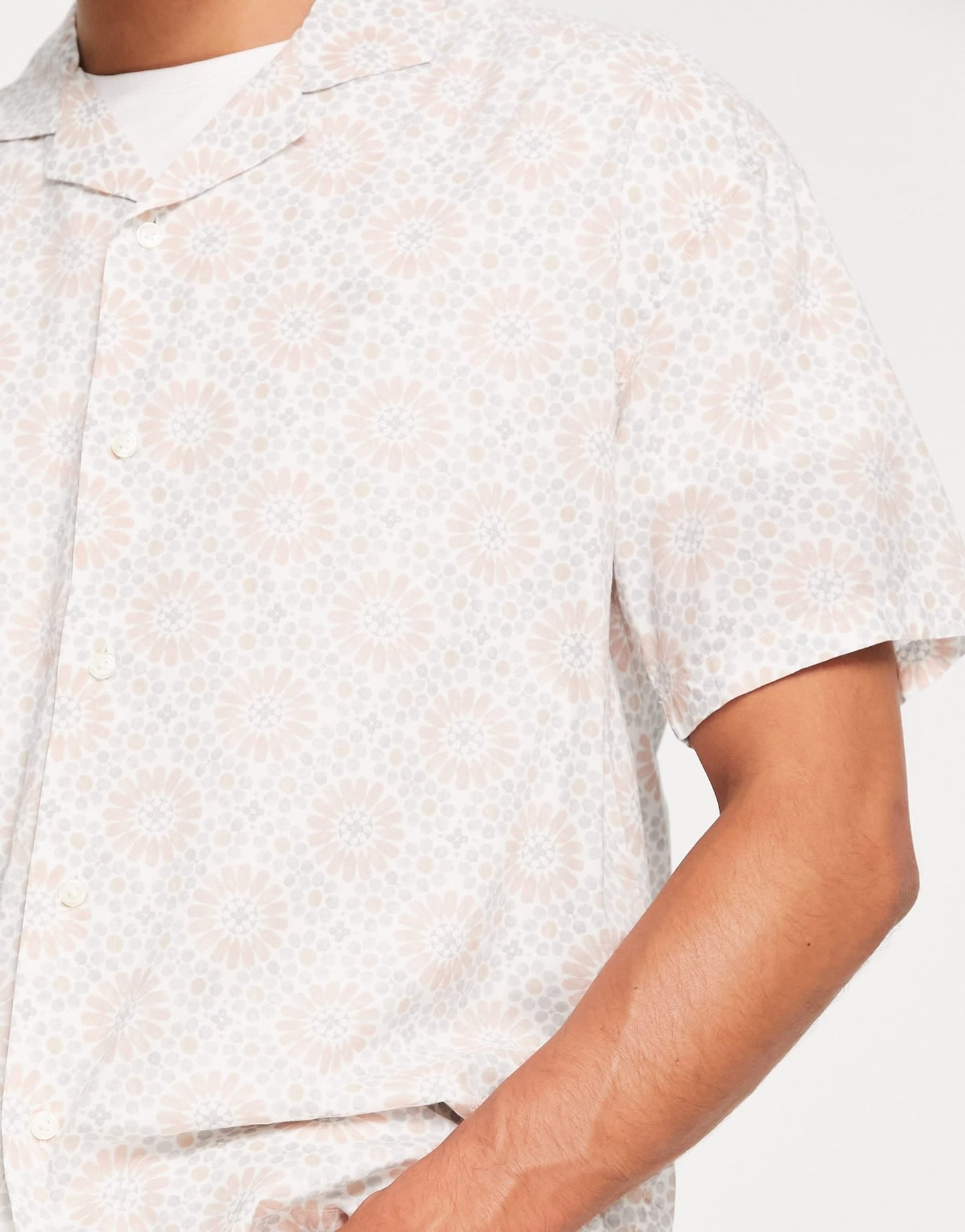 Abercrombie & Fitch geo tile print short sleeve resort shirt in tan - ASOS Sample Sale