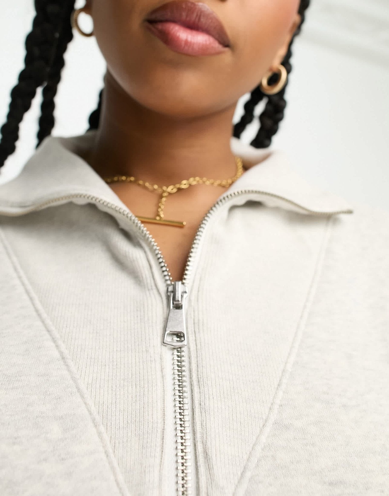 Abercrombie & Fitch half zip sweatshirt in light grey - ASOS Sample Sale