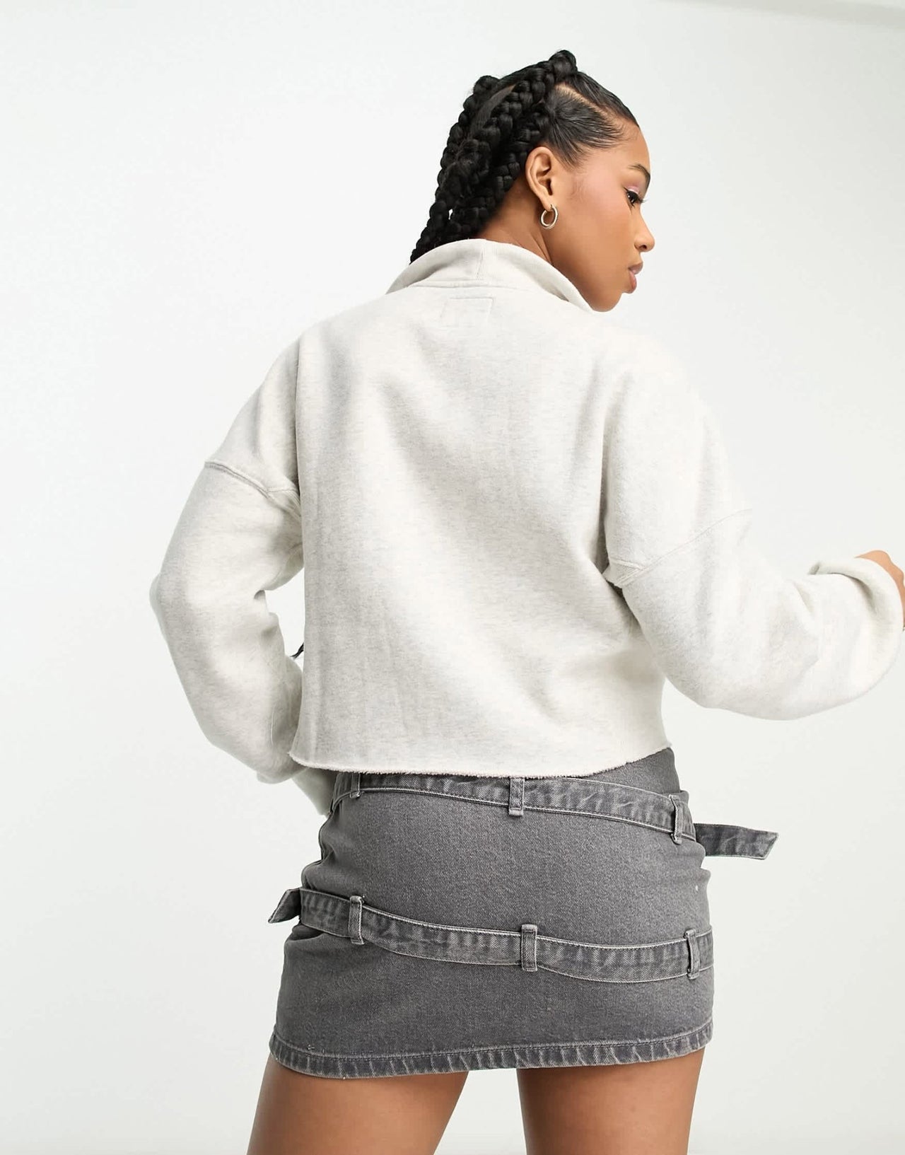 Abercrombie & Fitch half zip sweatshirt in light grey - ASOS Sample Sale