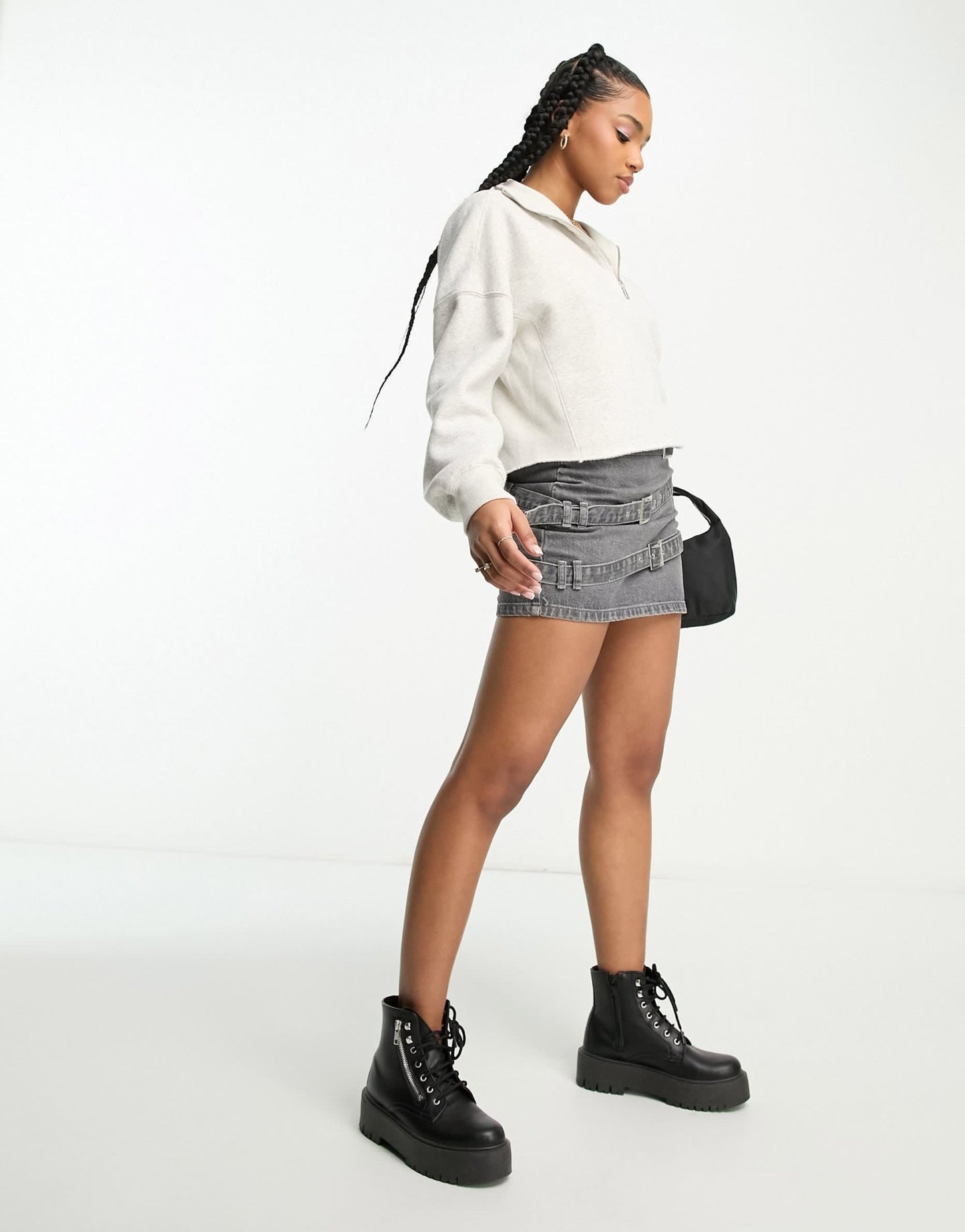 Abercrombie & Fitch half zip sweatshirt in light grey - ASOS Sample Sale