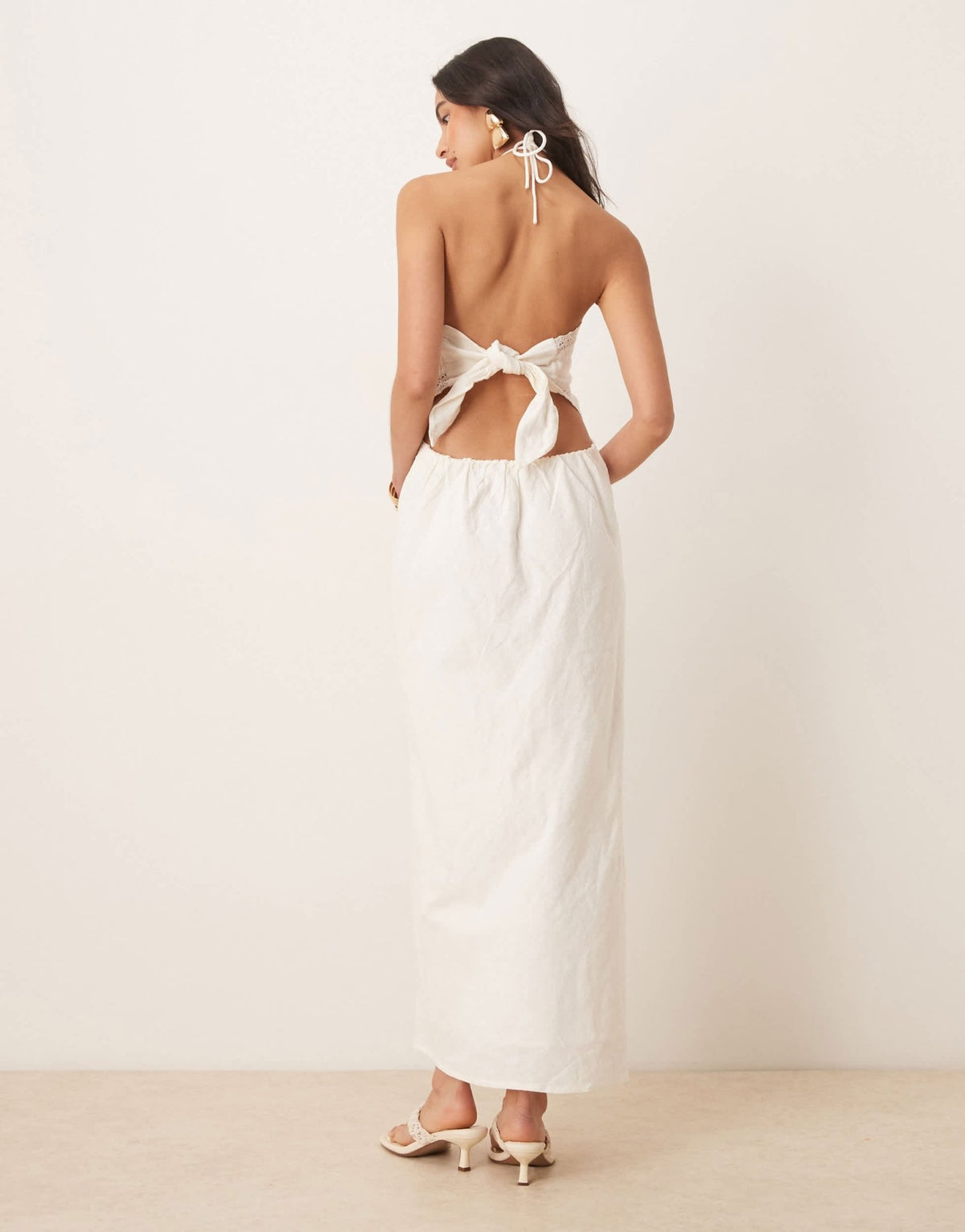 Abercrombie & Fitch halterneck scarf cutout mini dress in white - ASOS Sample Sale
