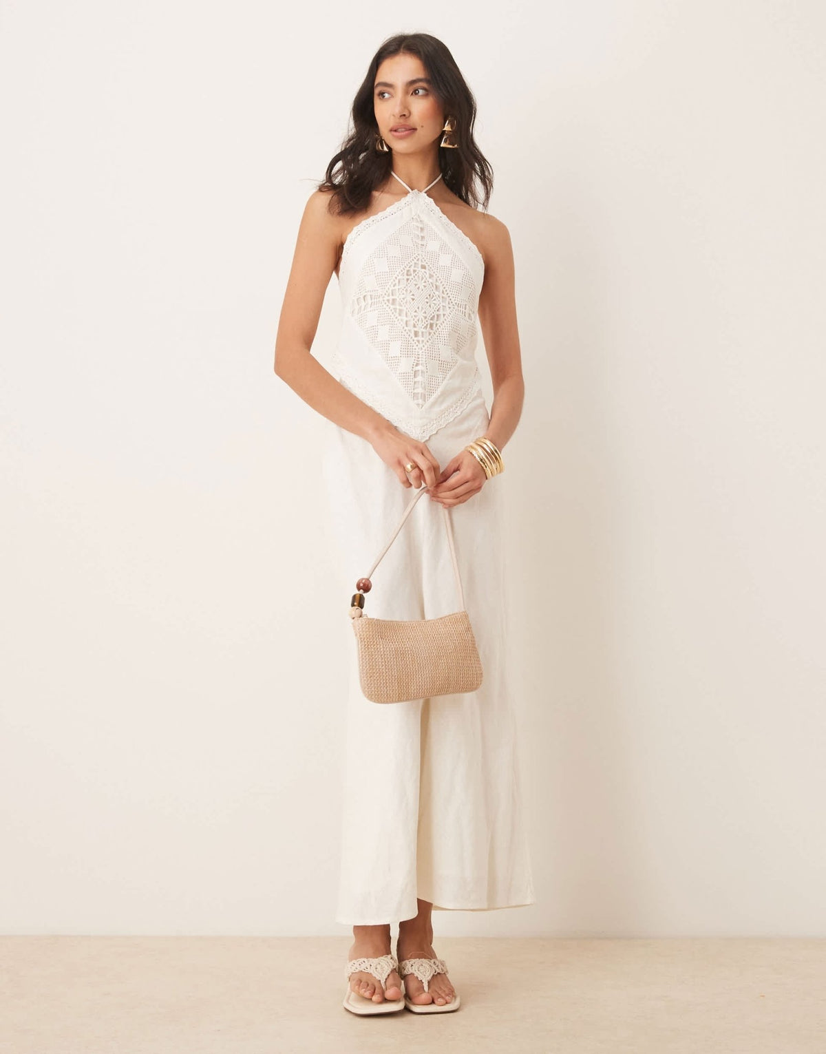 Abercrombie & Fitch halterneck scarf cutout mini dress in white - ASOS Sample Sale