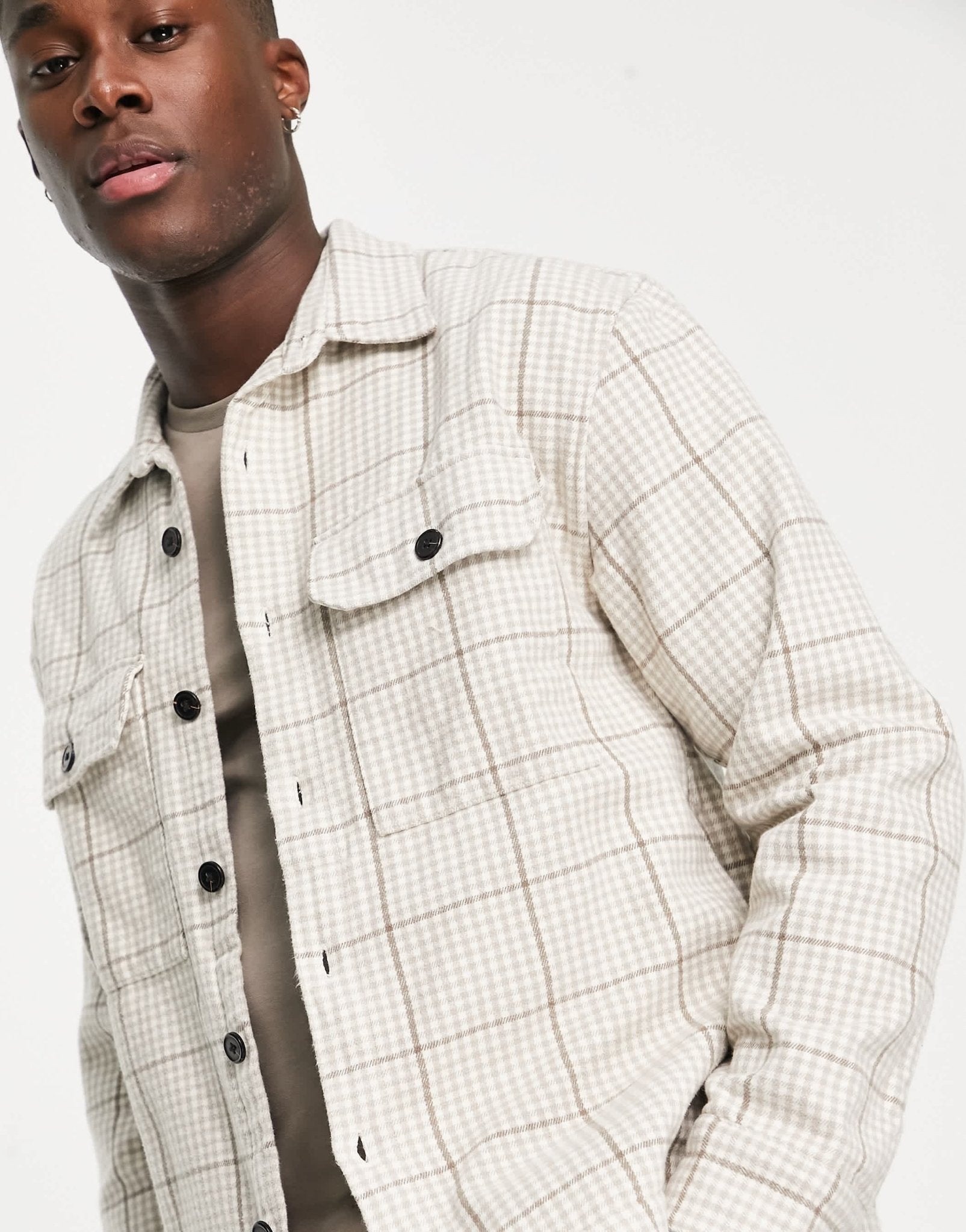 Abercrombie & Fitch heavyweight check overshirt in cream - ASOS Sample Sale