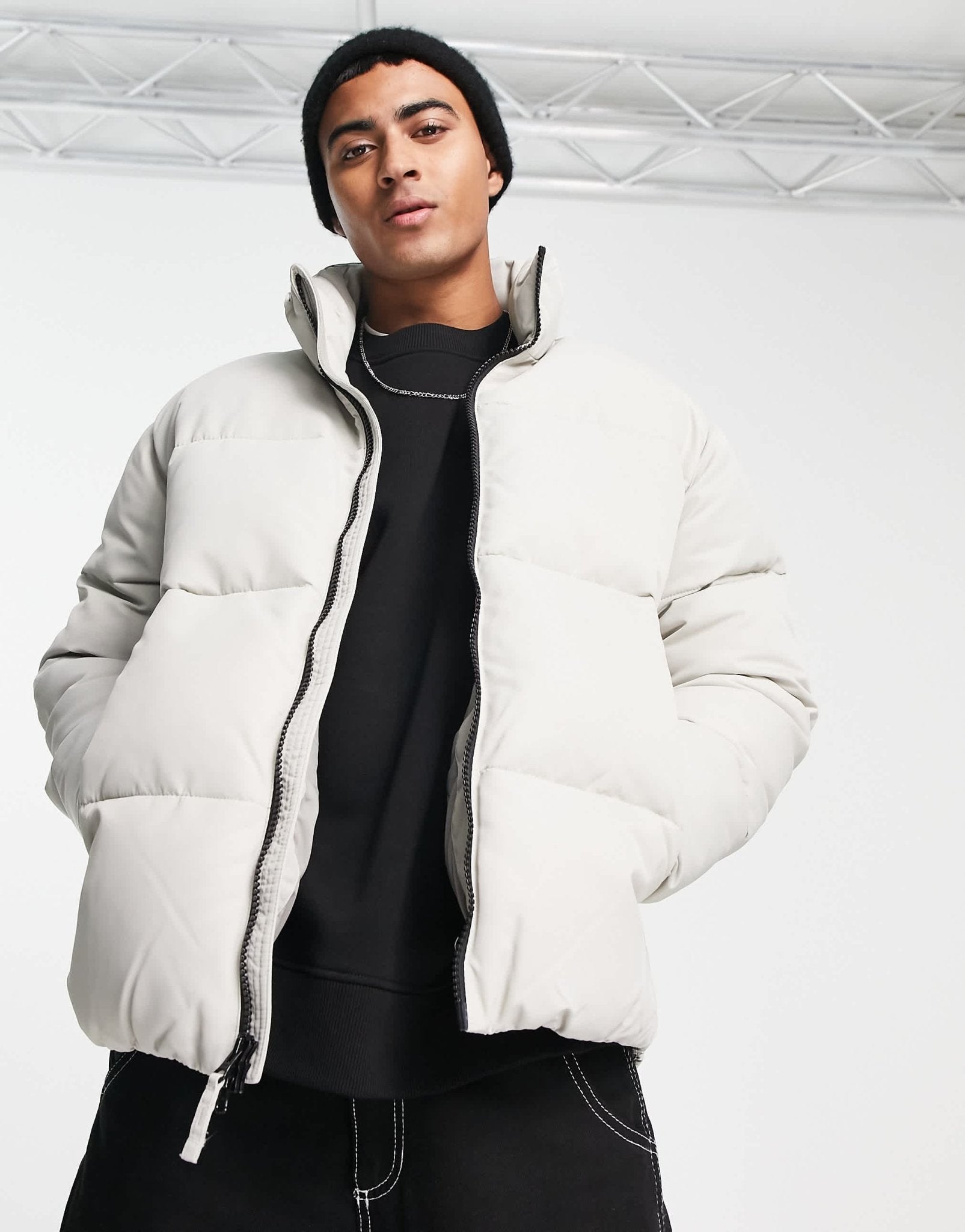 Abercrombie & Fitch heavyweight puffer jacket in beige - ASOS Sample Sale