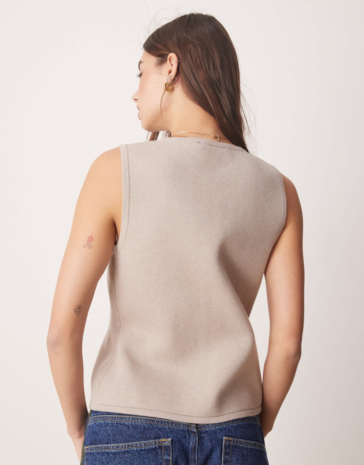 Abercrombie & Fitch high neck button through knit vest in taupe - ASOS Sample Sale