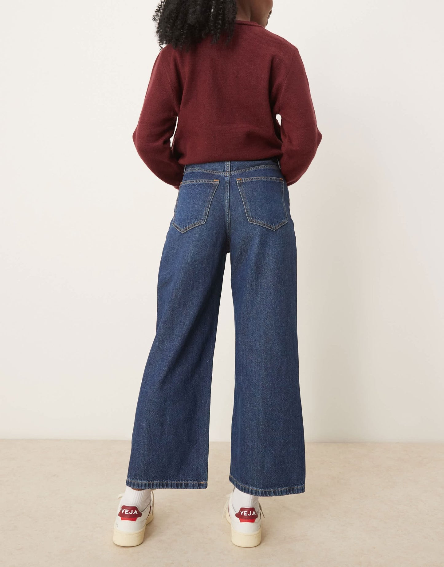 Abercrombie & Fitch high rise cropped wide leg jean in blue wash - ASOS Sample Sale