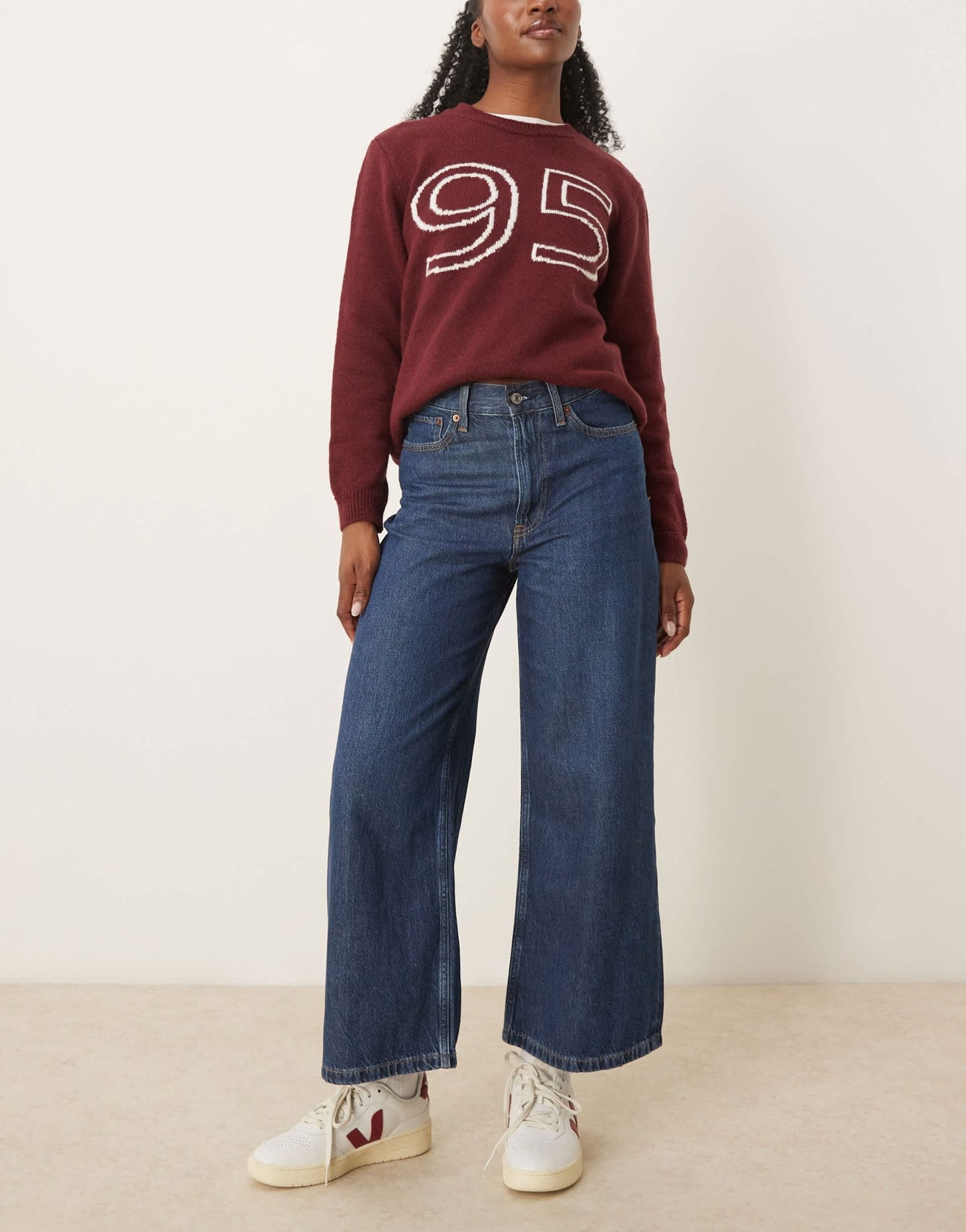 Abercrombie & Fitch high rise cropped wide leg jean in blue wash - ASOS Sample Sale