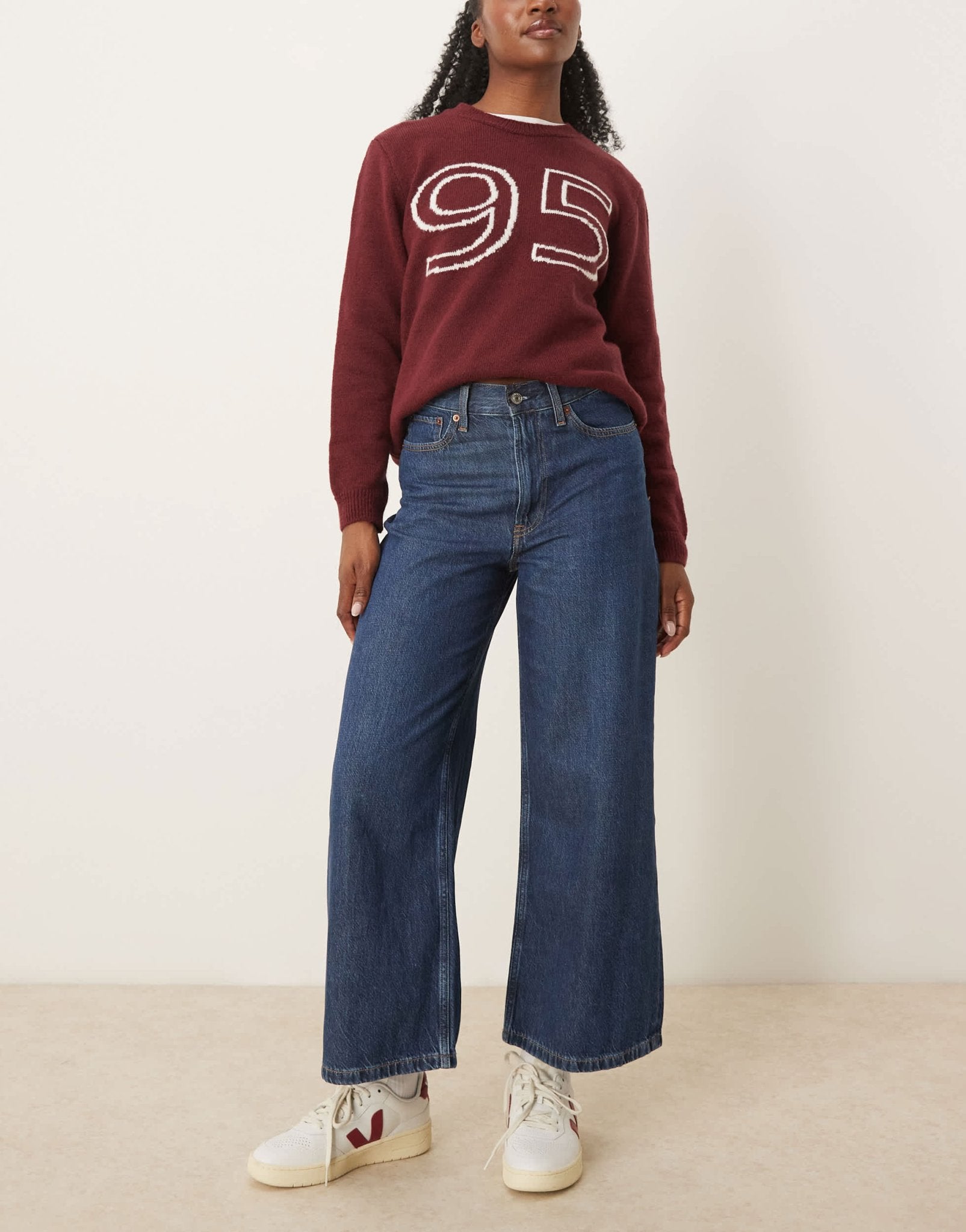 Abercrombie & Fitch high rise cropped wide leg jean in blue wash - ASOS Sample Sale