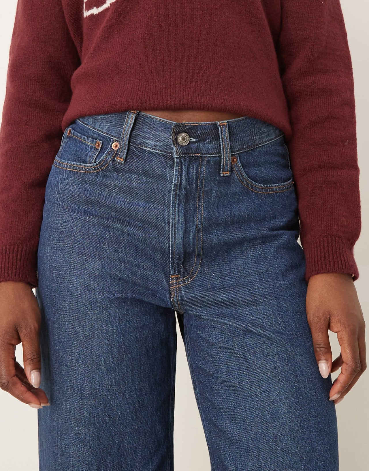 Abercrombie & Fitch high rise cropped wide leg jean in blue wash - ASOS Sample Sale